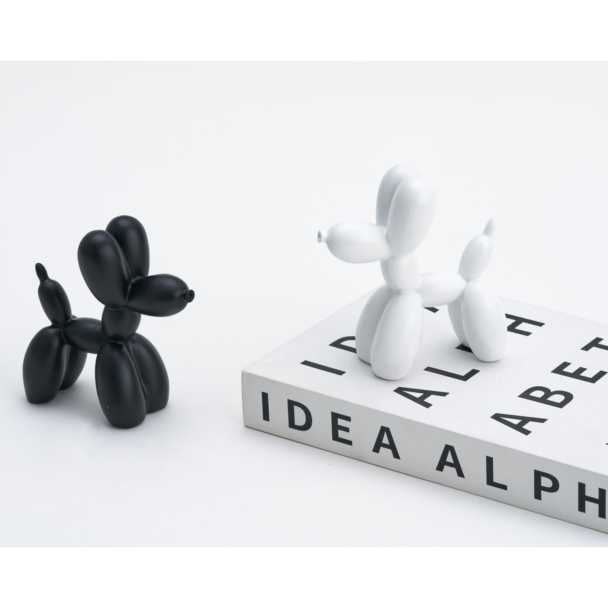 Amoiensis Shiny Balloon Dog Statue Decor, 4 Inch Miniature Balloon Dog Statue, Vibrant Color Balloon Dog Statue, Funny Cute Nick Nacks For Shelves Decor(Red)