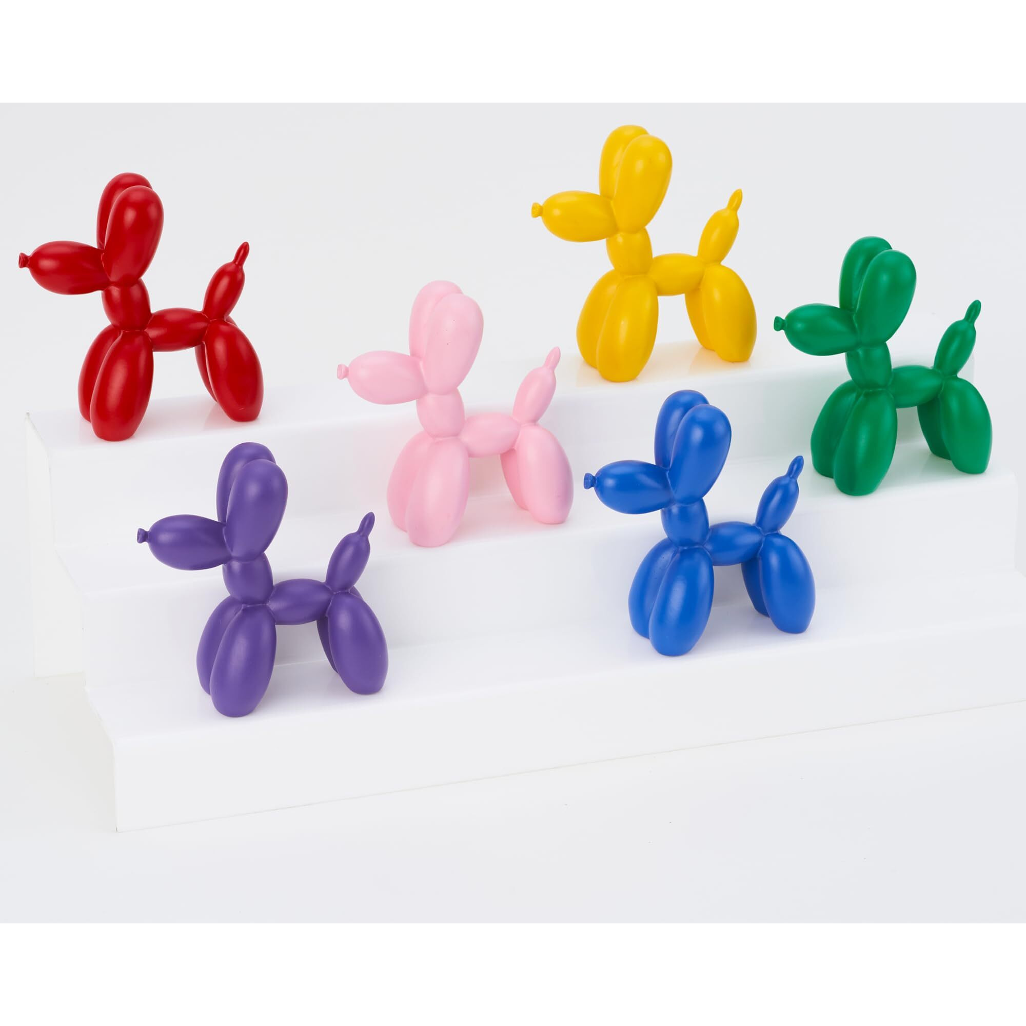 Amoiensis Shiny Balloon Dog Statue Decor, 4 Inch Miniature Balloon Dog Statue, Vibrant Color Balloon Dog Statue, Funny Cute Nick Nacks For Shelves Decor(Red)