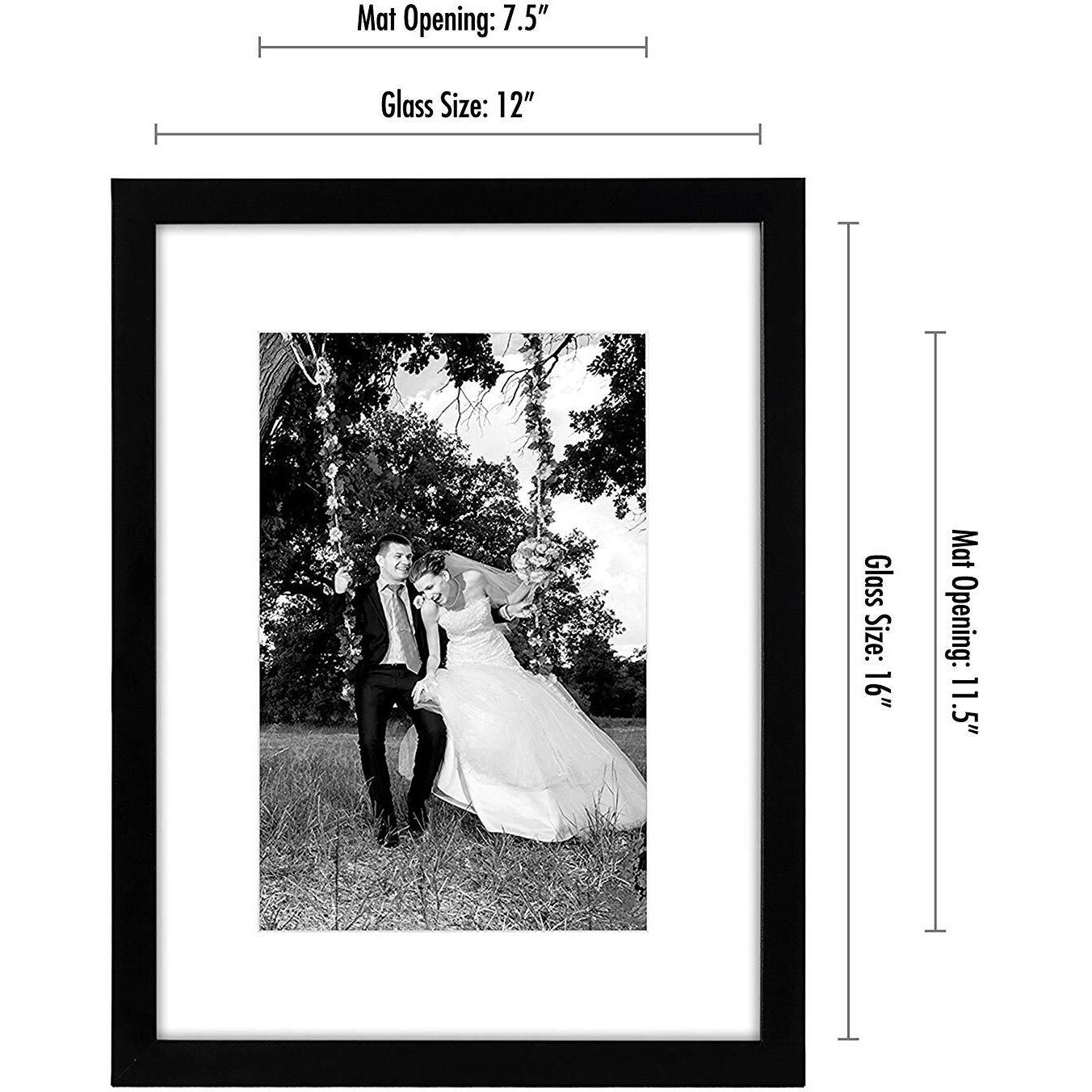 Americanflat 12X16 Picture Frame In Black - Use As 8X12 Picture Frame With Mat Or 12X16 Frame Without Mat - Engineered Wood With Shatter Resistant Glass - Horizontal And Vertical Formats For Wall