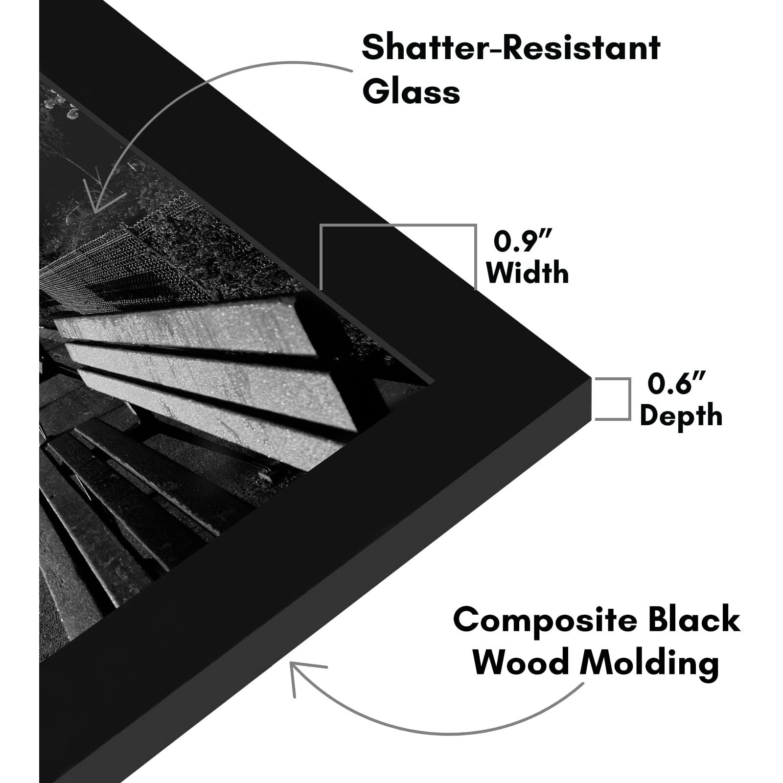 Americanflat 8X12 Picture Frame In Black - Engineered Wood Photo Frame With Shatter-Resistant Glass, Hanging Hardware, And Easel - Horizontal And Vertical Formats For Wall And Tabletop Display