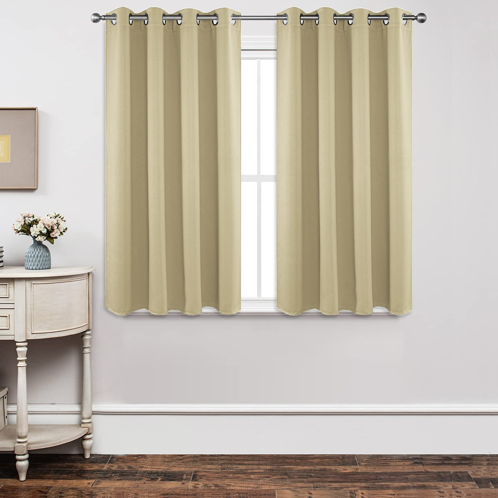 Joydeco Blackout Curtains 45 Inch Length 2 Panels Set, Thermal Insulated Long Curtains& Drapes 2 Burg, Christmas Curtains For Living Room Bedroom Window