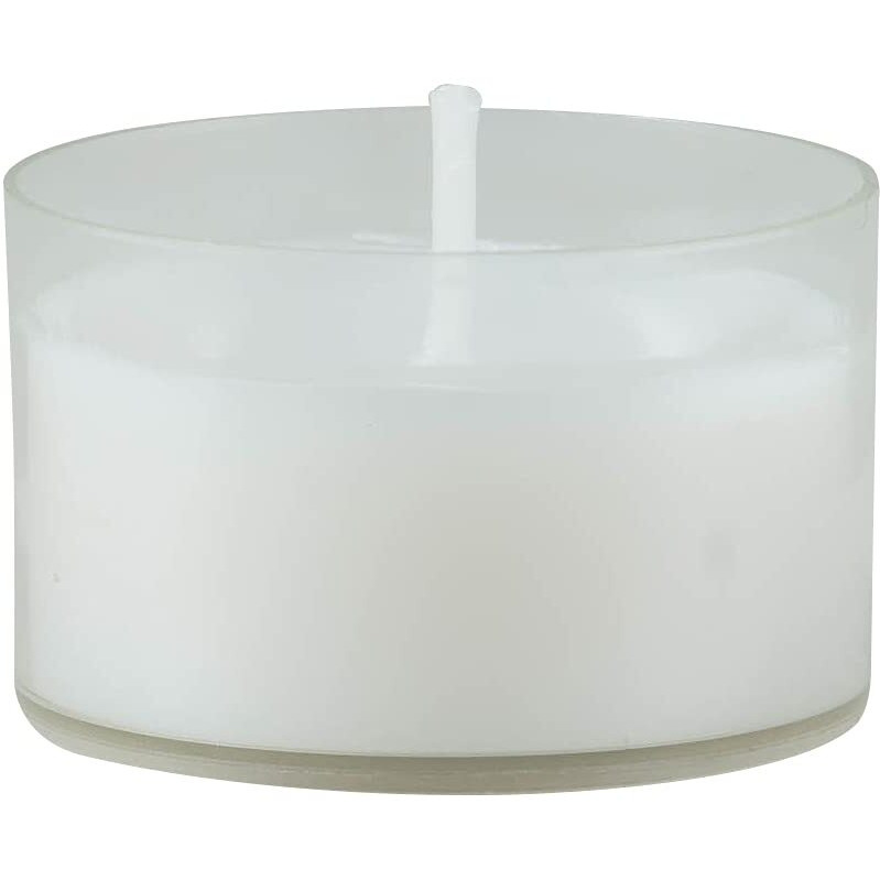 Stonebriar 48 Count White Unscented Smokeless Long Burning Clear Cup Tea Light Candles With 6 To 7 Hour Burn Time