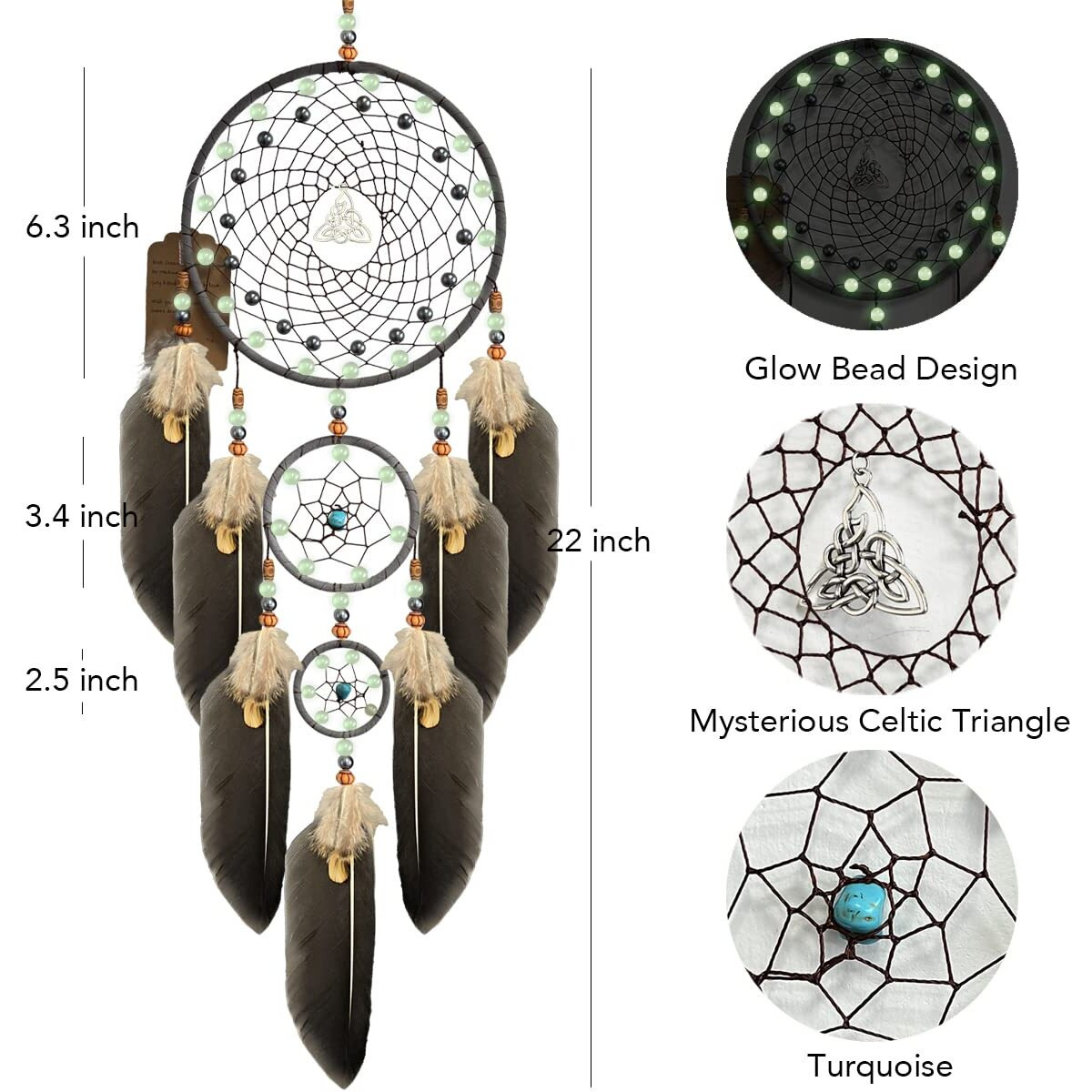 Dream Catchers Handmade Feather Native Home Wall Decoration Brown