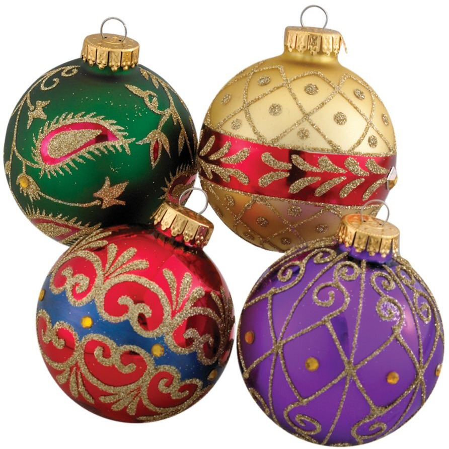 Kurt Adler Imperial Design Ball Ornament, 65Mm, Set Of 4