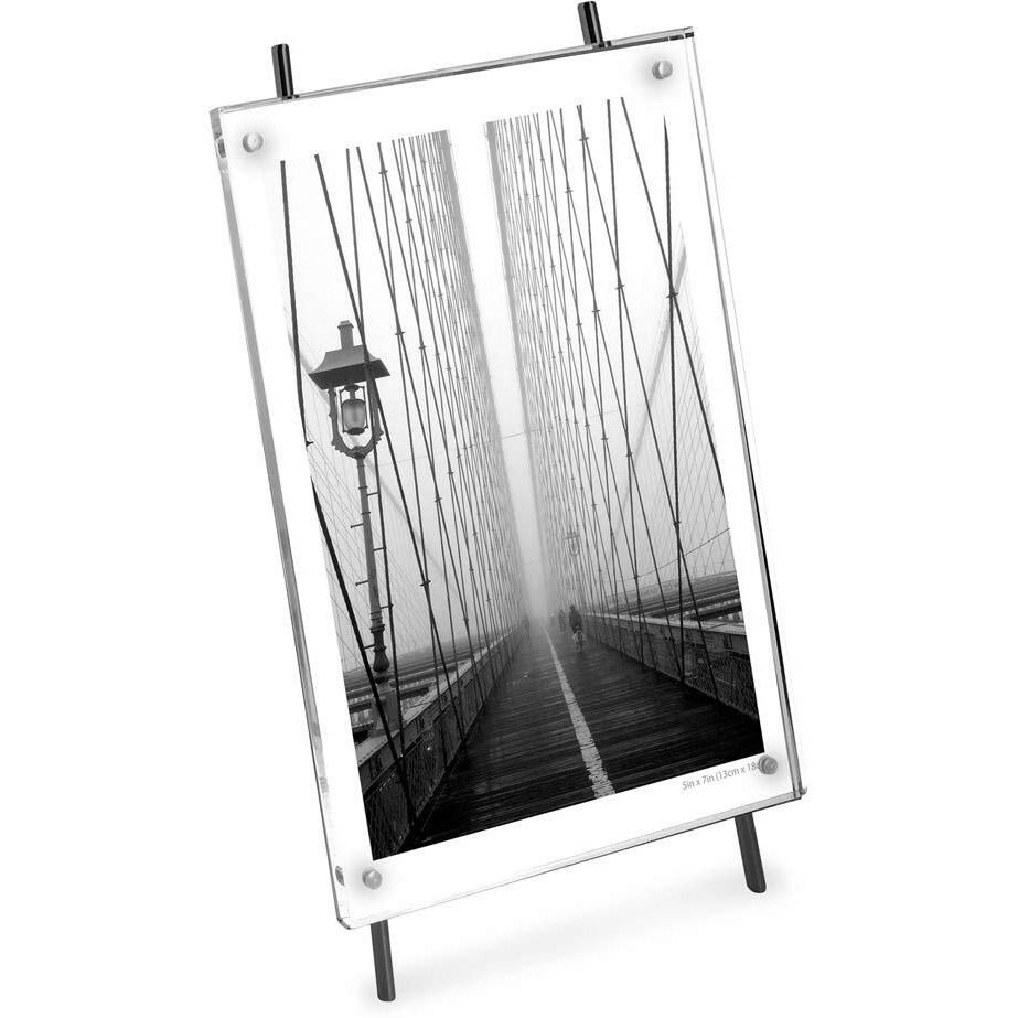 Isaac Jacobs 5X7 Black Magnetic Acrylic Metal Easel Frame (5X7 Vertical) (Black)