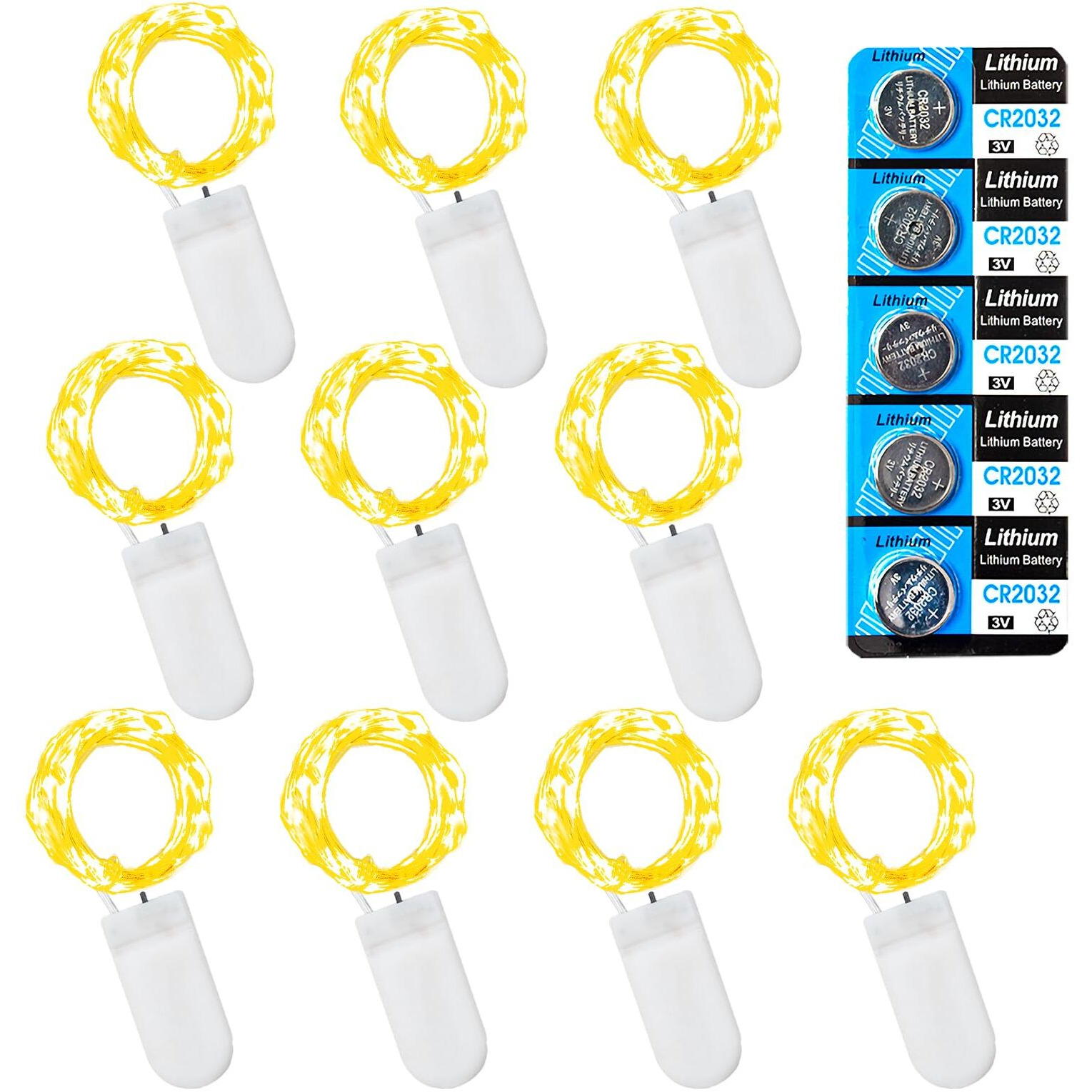 Etinga 10 Pack Fairy Lights Battery Operated String Lights, 10 Led On 3.3Ft Silvery Copper Wire,For Flowers Gift Box Wedding Party Christmas Decoration (Warm White, 10 Pack)