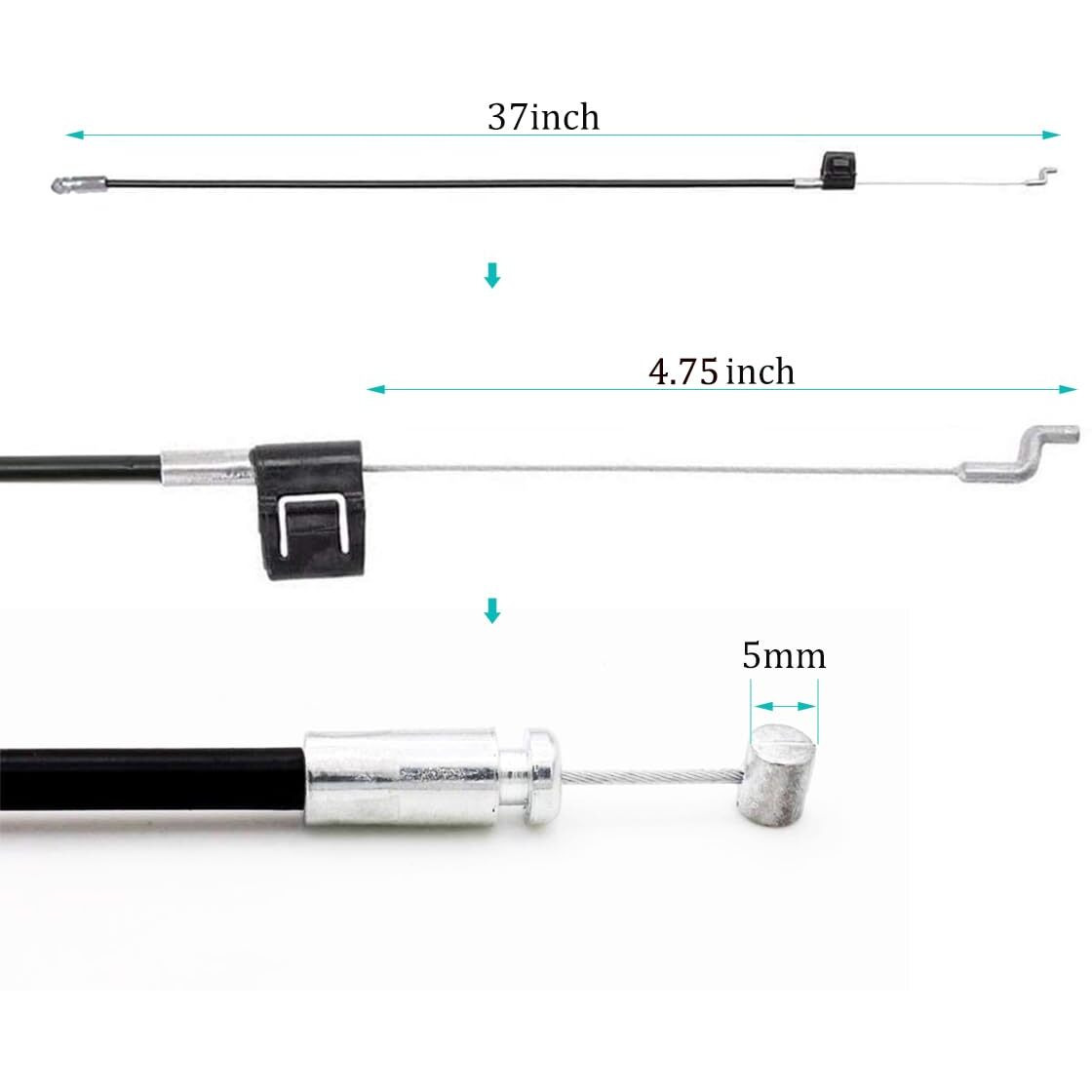 Ttmagic Universal Recliner Release Cable Replacement Part, Sofa Couch Recliner Pull Cable 37Inch, 5Mm Cable Barrel End S-Shaped Hook Exposed Cable (4.75 In Length)