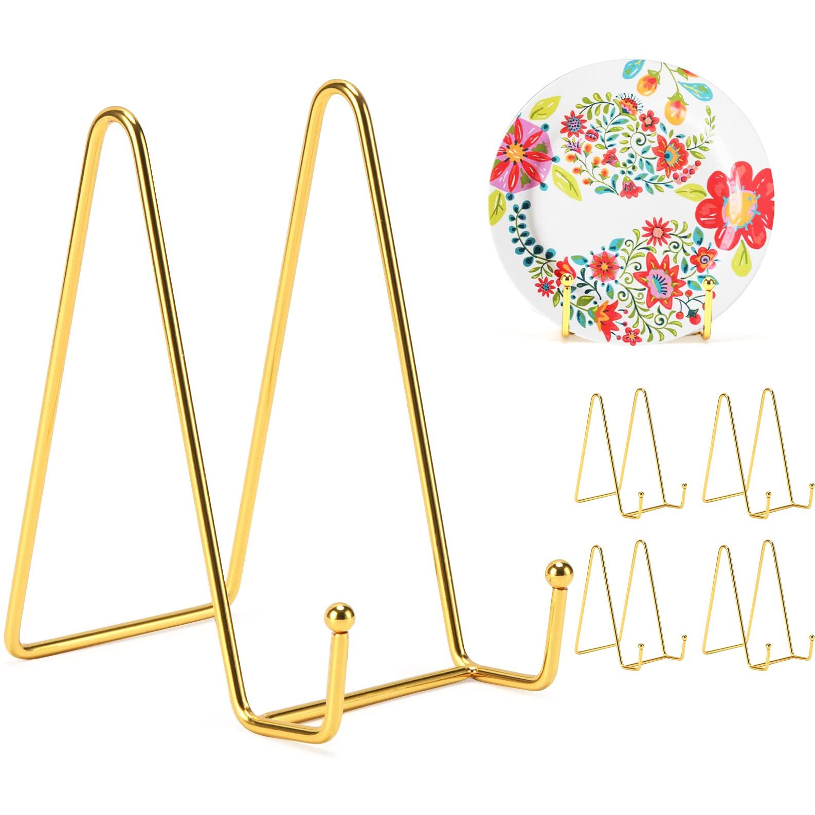 Kruodop 6 Inch Plate Stands For Display, 5 Pack Plate Holder Display Stand, Gold Metal Frame Easel Holder Stand For Pictures,Book, Photo, Decorative Plate
