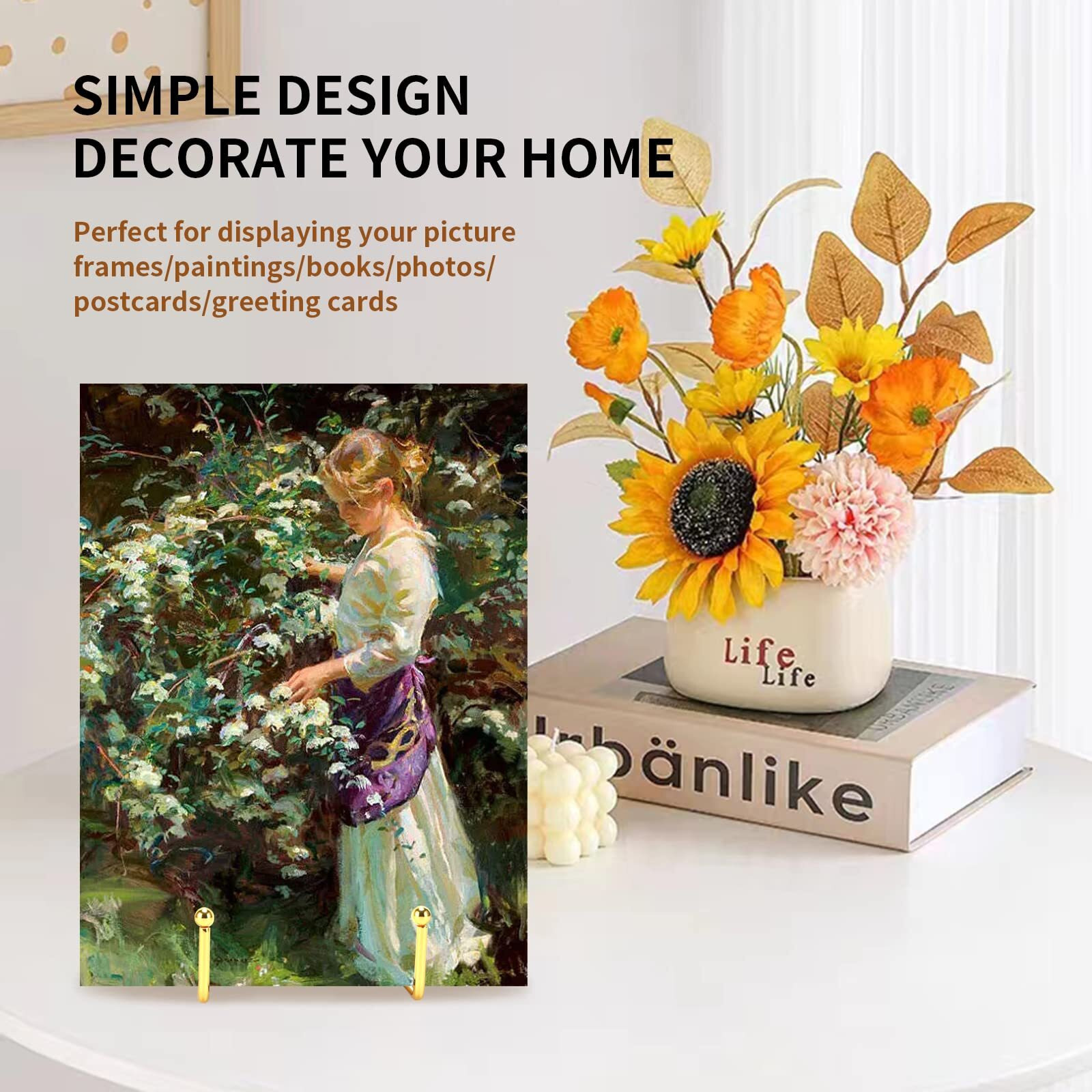 Kruodop 6 Inch Plate Stands For Display, 5 Pack Plate Holder Display Stand, Gold Metal Frame Easel Holder Stand For Pictures,Book, Photo, Decorative Plate