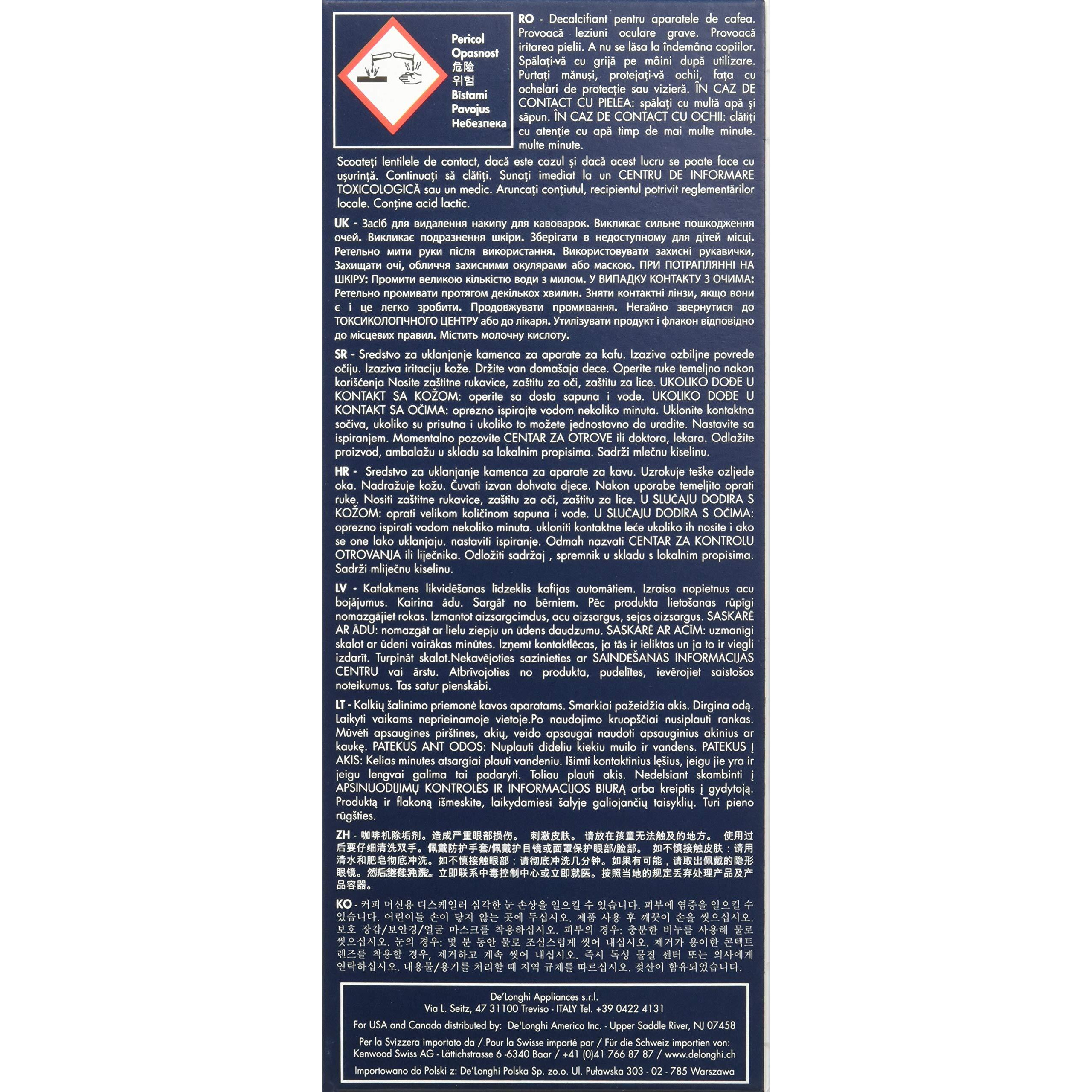 Delonghi Eco Descaling Solution 5513291781, 16.9 Fl Oz (Pack Of 2), White