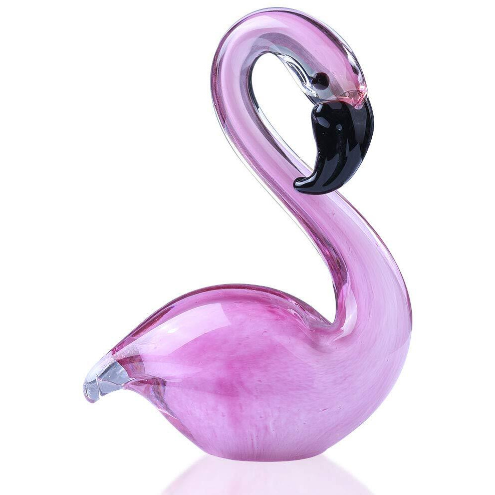 Glass Figurine, Hand Blown Glass Flamingo, Souvenir, Handmade Art Decor, Pink Flamingo