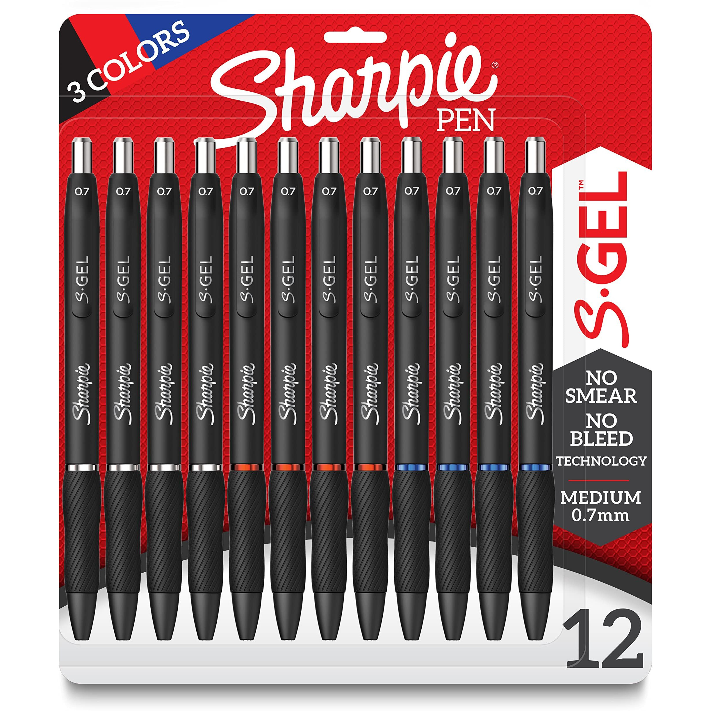 Sharpie S-Gel, Gel Pens, Medium Point (0.7Mm), Assorted Colors, 12 Count