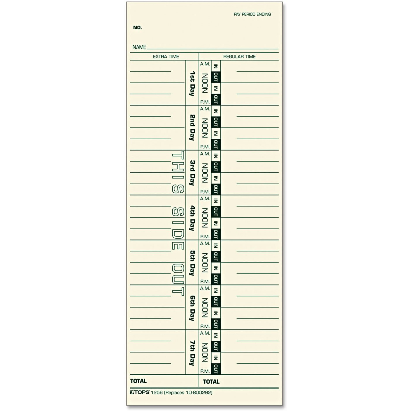 Tops 1256 Acroprint/Cincinnati/Lathem/Simplex/Stromberg Time Card 3 1/2 X 9 (Box Of 500)