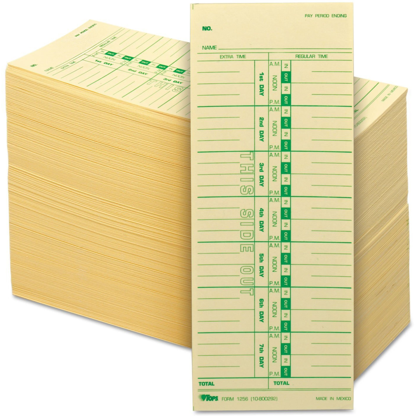 Tops 1256 Acroprint/Cincinnati/Lathem/Simplex/Stromberg Time Card 3 1/2 X 9 (Box Of 500)