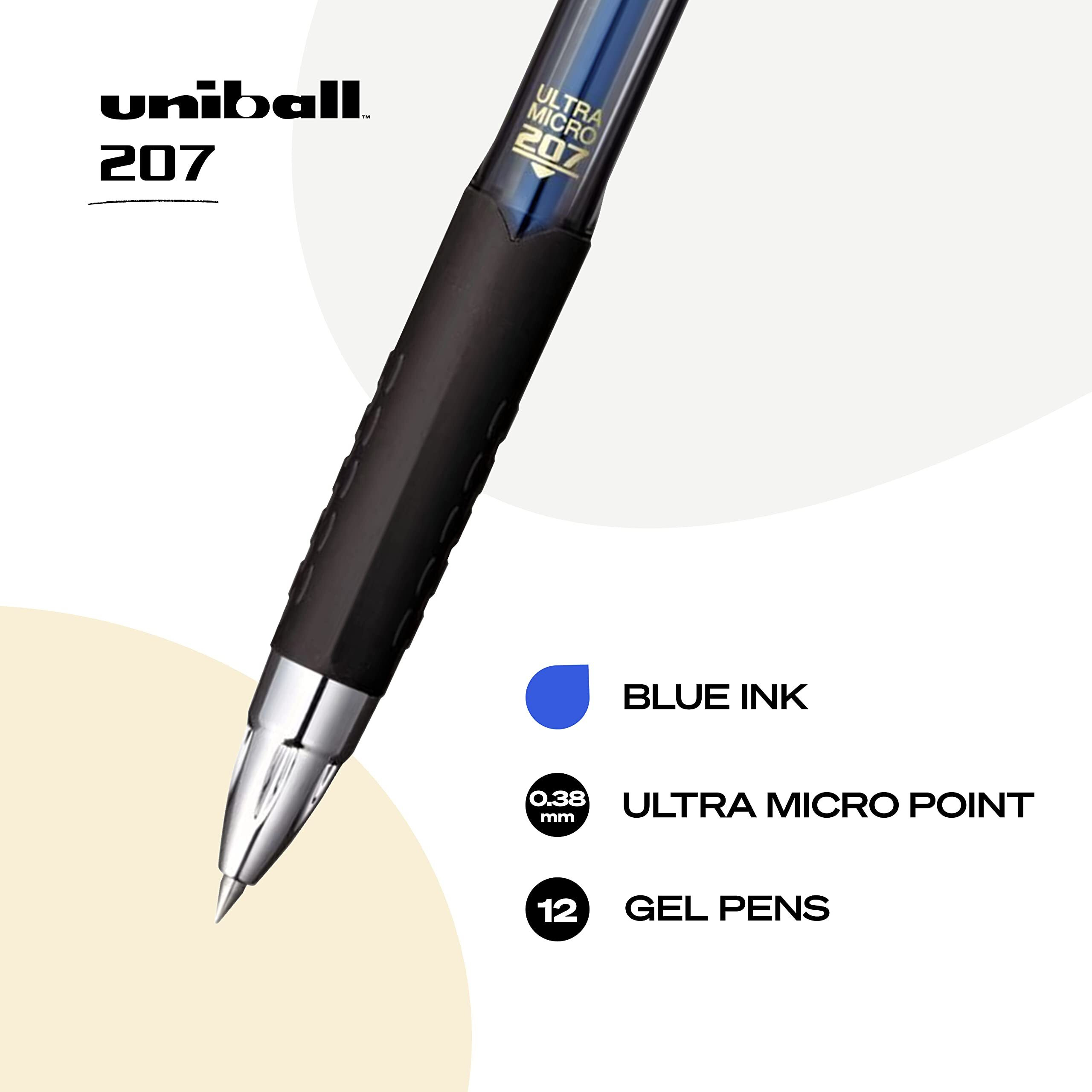 Uniball Signo 207 Gel Pen 12 Pack, 0.38Mm Ultra Micro Blue Pens, Gel Ink Pens | Office Supplies Sold By Uniball Are Pens, Ballpoint Pen, Colored Pens, Gel Pens, Fine Point, Smooth Writing Pens