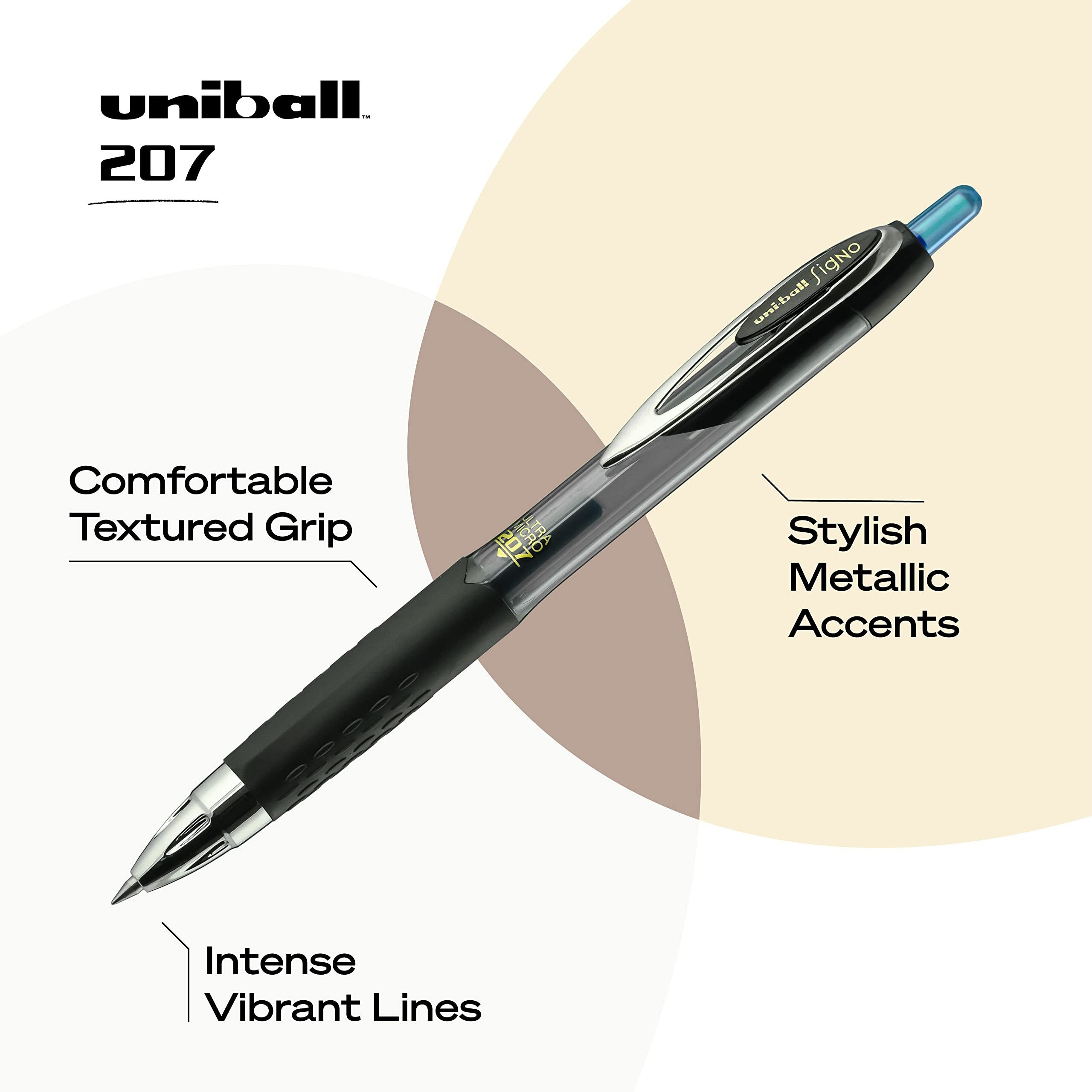 Uniball Signo 207 Gel Pen 12 Pack, 0.38Mm Ultra Micro Blue Pens, Gel Ink Pens | Office Supplies Sold By Uniball Are Pens, Ballpoint Pen, Colored Pens, Gel Pens, Fine Point, Smooth Writing Pens