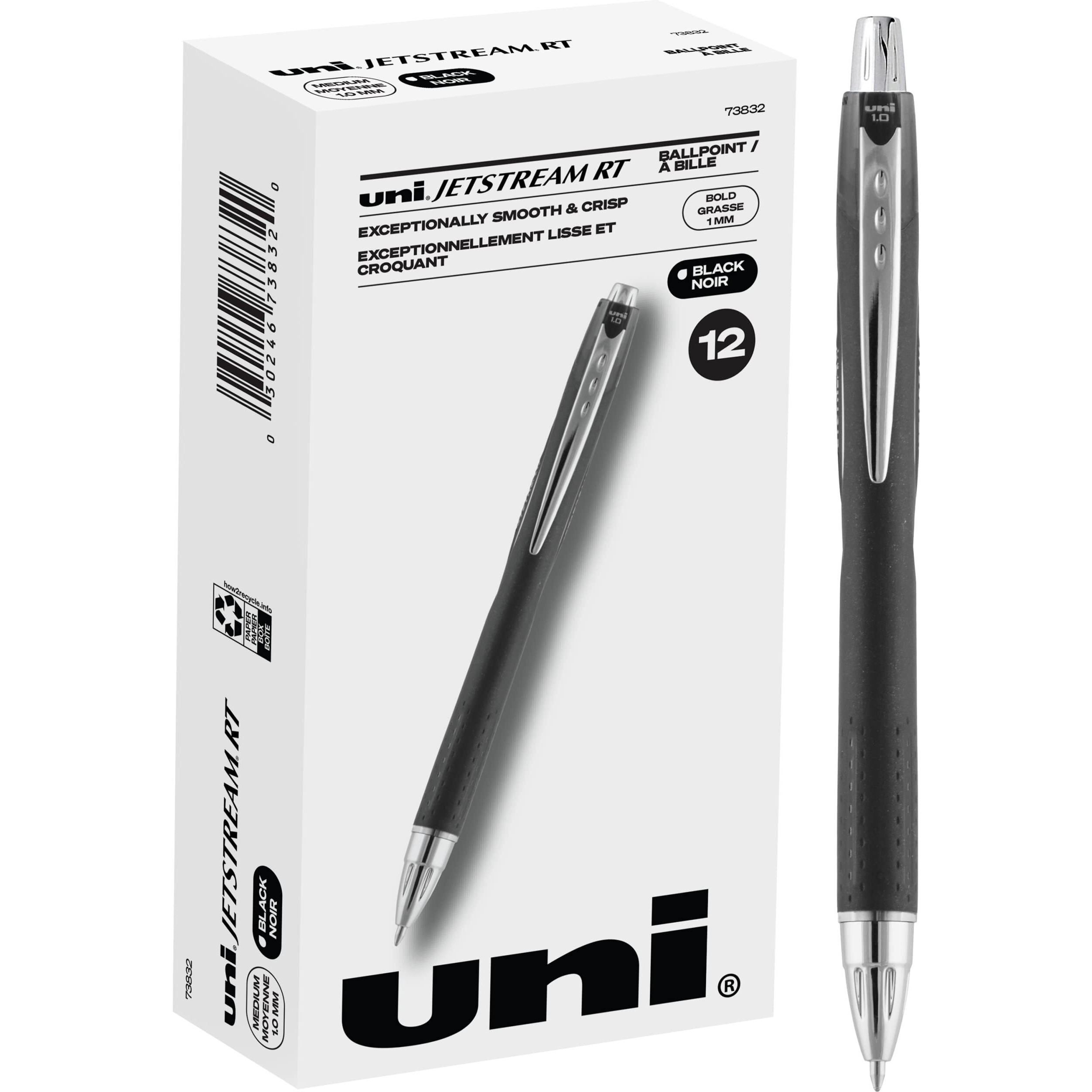 Uniball Jetstream Rt 12 Pack, 1.0Mm Bold Black, Wirecutter Best Pen, School Pens, Ballpoint Ink Pens - School Supplies, Ballpoint Pen, Colored Pens, Smooth Writing Pens