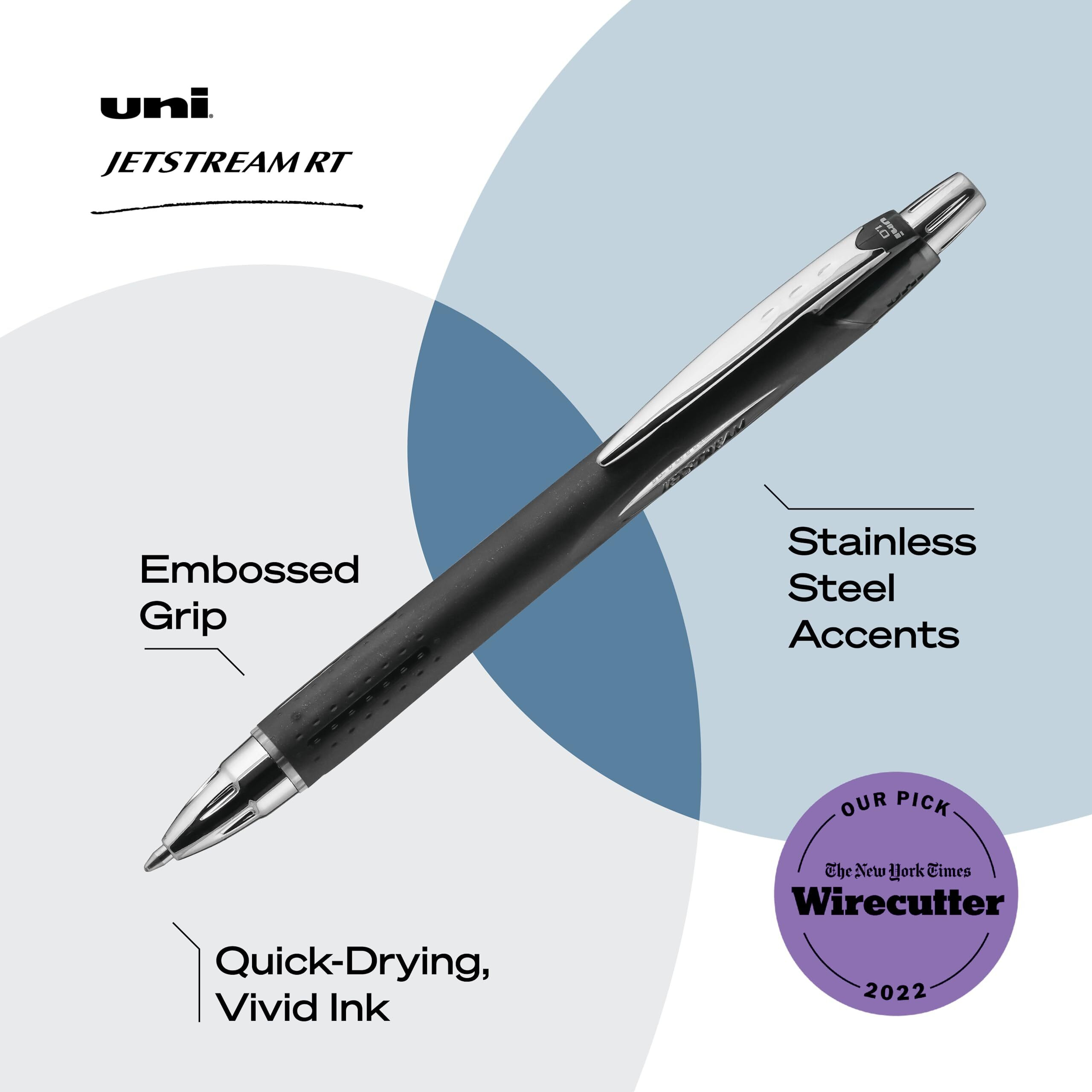 Uniball Jetstream Rt 12 Pack, 1.0Mm Bold Black, Wirecutter Best Pen, School Pens, Ballpoint Ink Pens - School Supplies, Ballpoint Pen, Colored Pens, Smooth Writing Pens