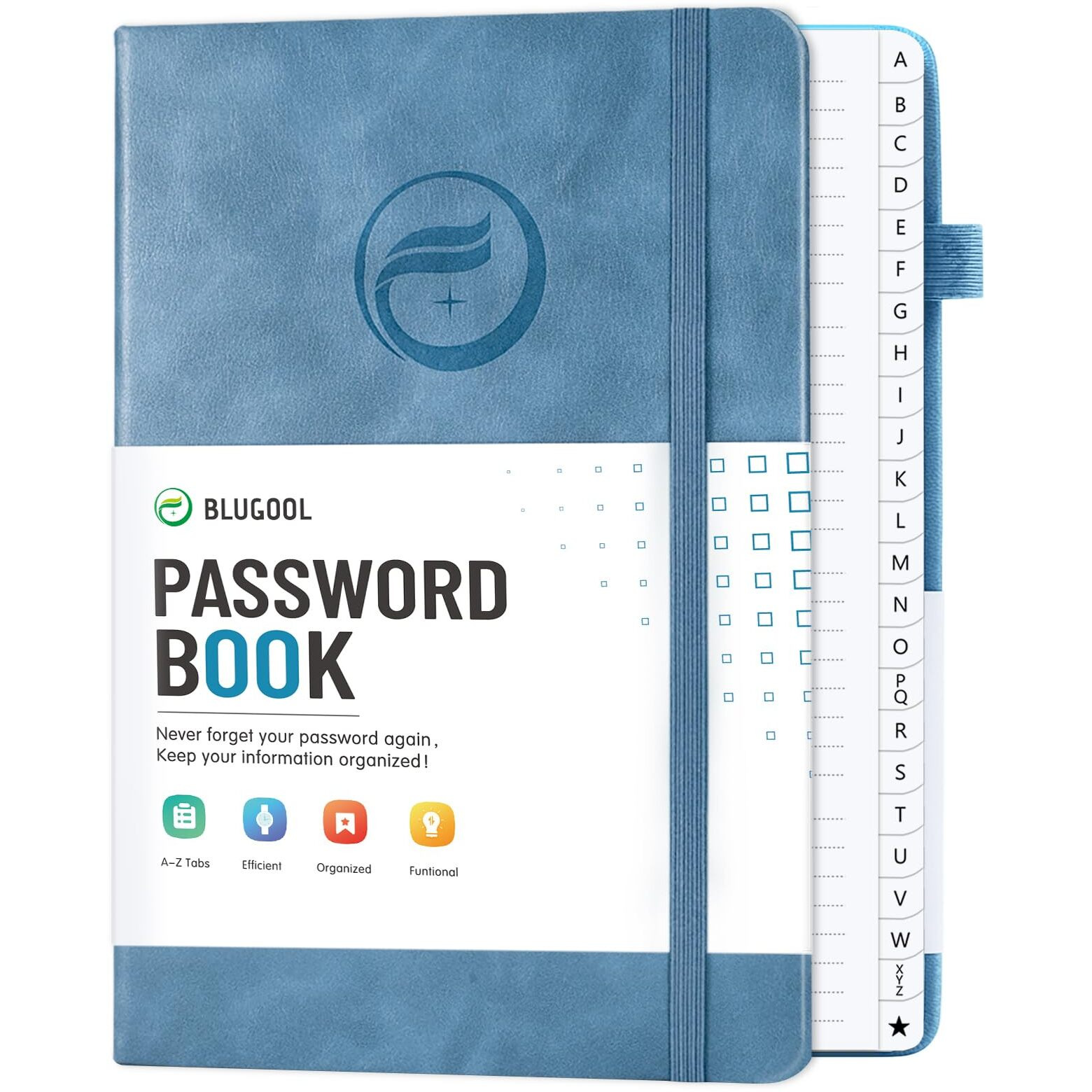 Password Book With Alphabetical Tabs, Hardcover Large Password Keeper, Password Notebook Organizer For Computer And Internet Address Website, Gifts For Home, Office, 7&quotX 10" - Blue