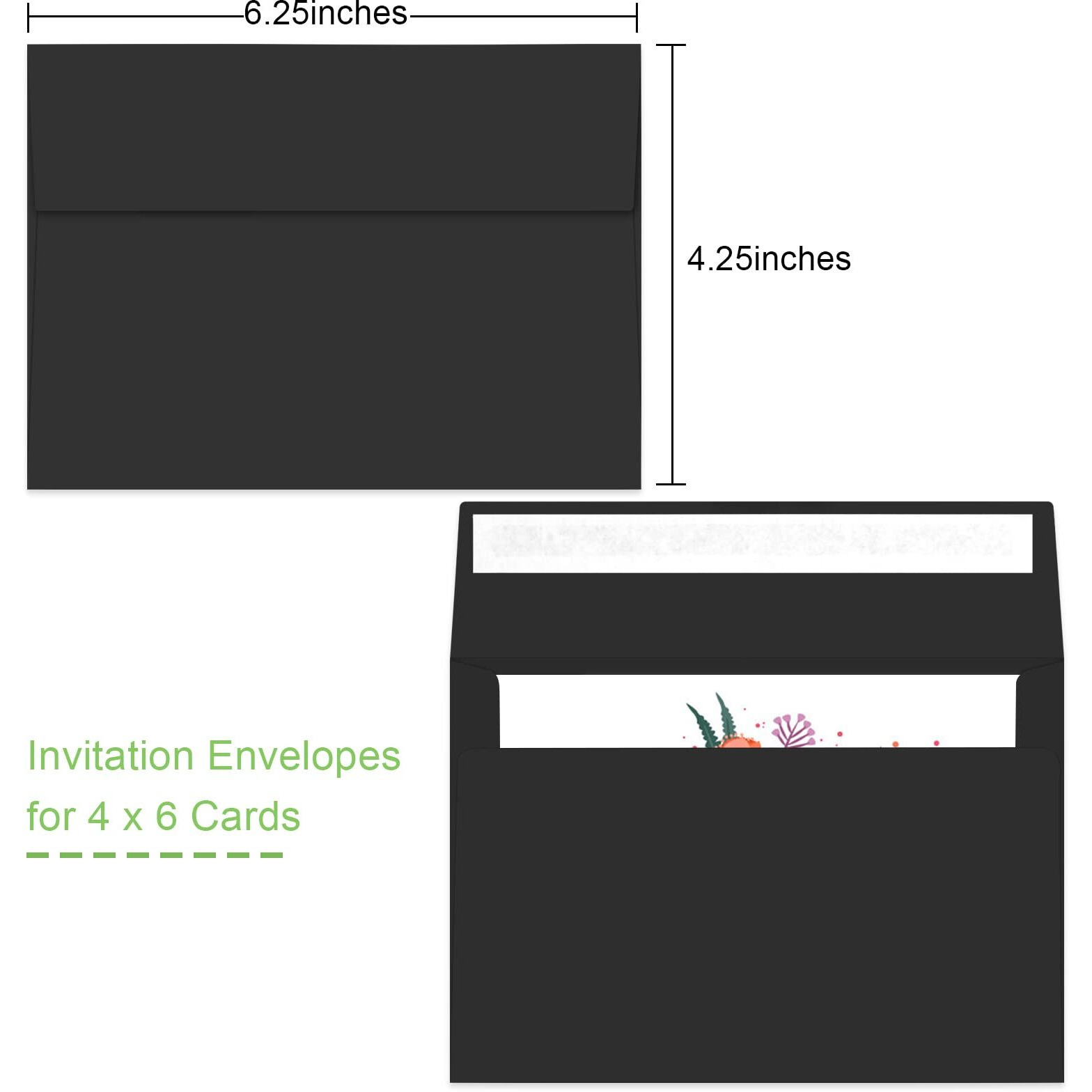 70 Packs A4 Envelope, Black A4 Envelopes, 4X6 Photo Envelopes For Invitations, Envelopes Self Seal For Weddings, Baby Shower, Photos, Postcards, Greeting Cards, Mailing