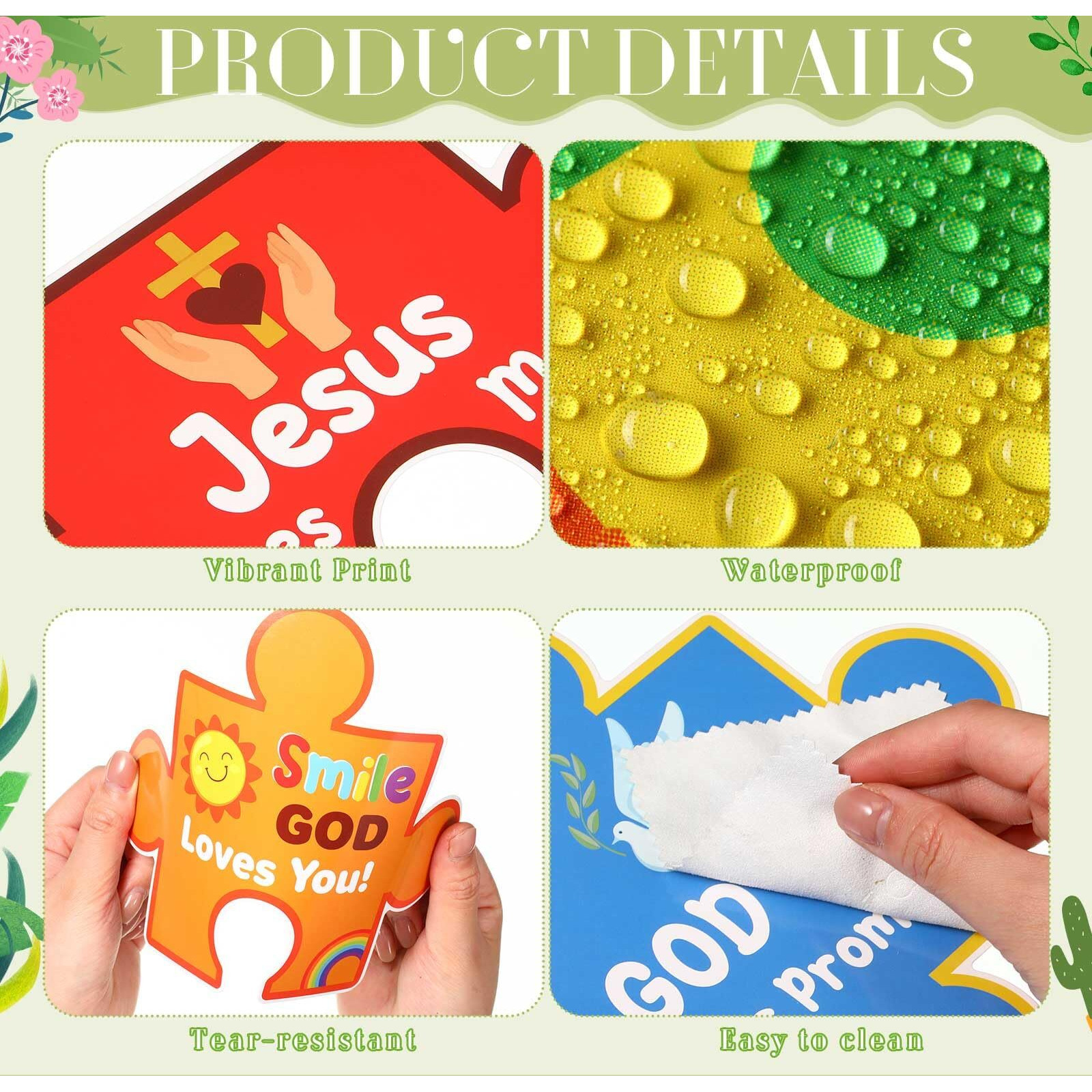 Pasimy 70 Pcs Christian Classroom Decorations Religious Bulletin Board Set Piece Of God's Plan Cutouts Bible Verse Decor Jesus Puzzle Piece For Home Sunday School Wall Door Party Supplies (White)