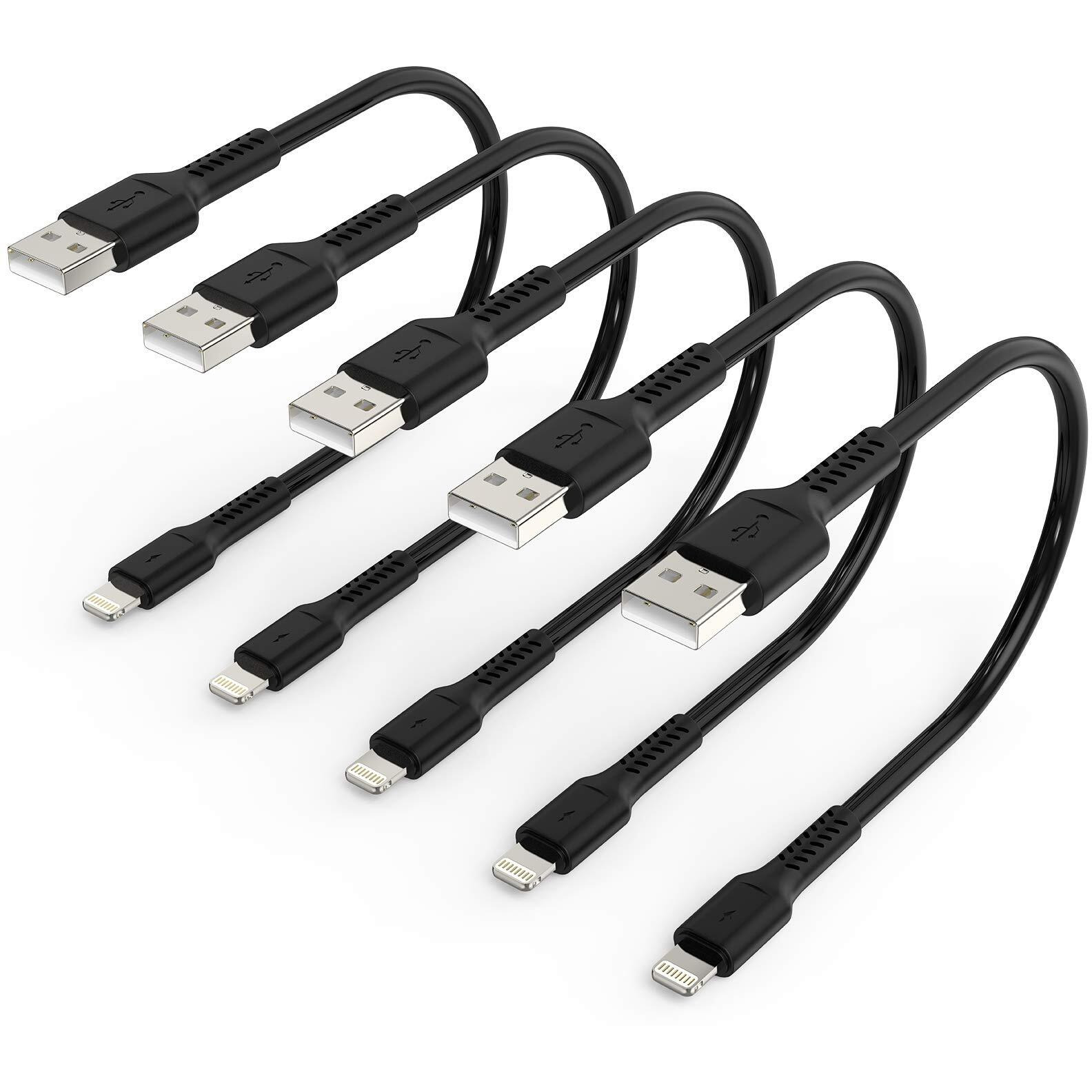 6 Inch Iphone Charge Cable Short, 0.5Ft 5Pack Usb To Lightning Cord For Fast Charging Stations Compatible With Apple Iphone 12 11 Pro Max Xs 8 7 6 5 Plus, Ipad Air/Mini
