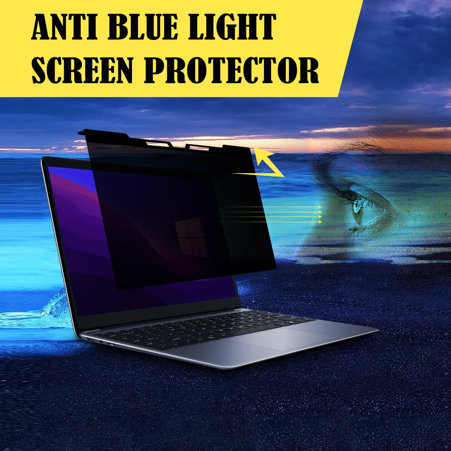 Ceydebne Hanging Laptop Privacy Screen 14 Inch For 169 Widescreen Laptop, Anti Blue Light Screen Protector - Anti-Glare - Anti-Scratch Protector Film For Data Confidentiality Privacy Shield