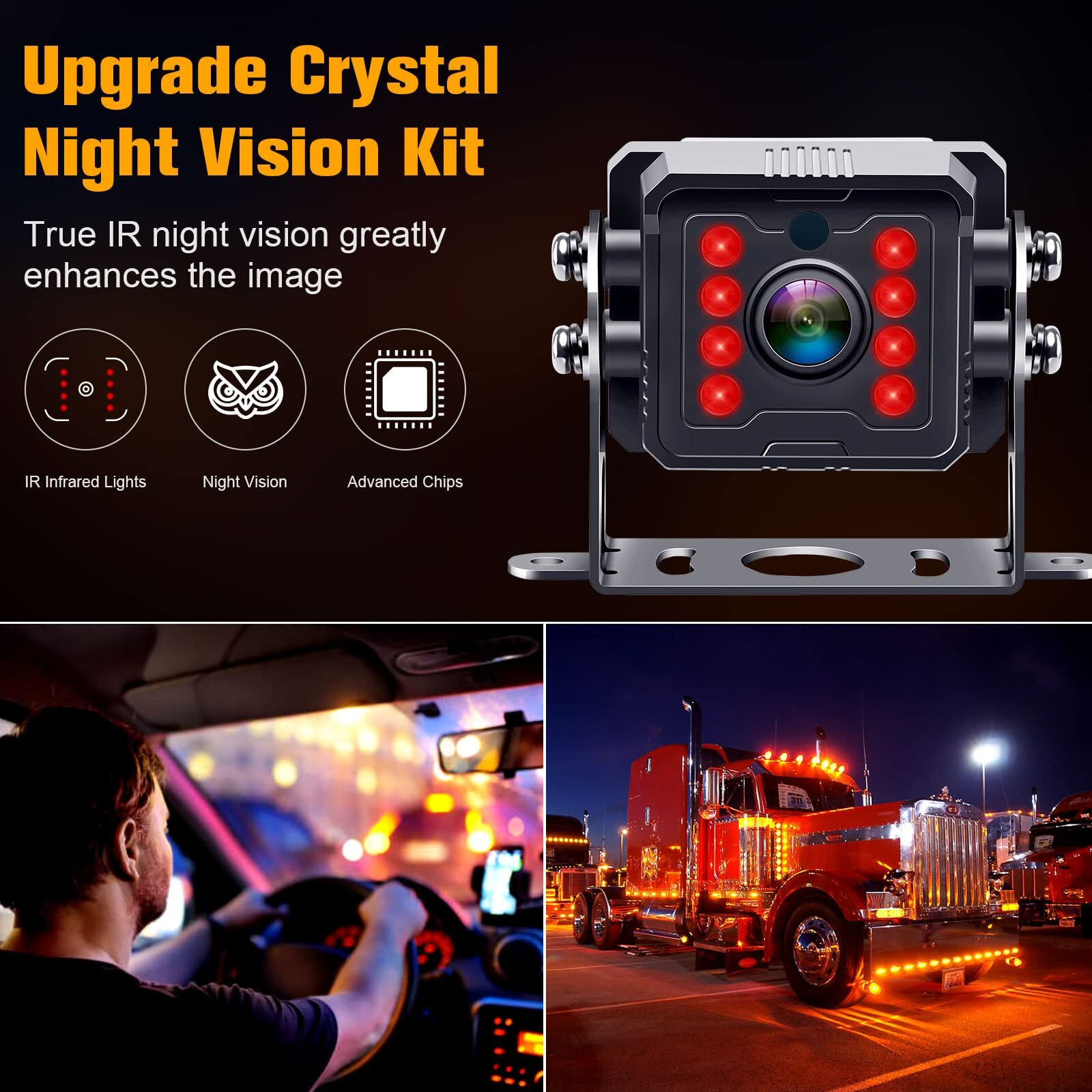 Dual Rv Backup Camera System Upgraded No Lag Easy Installation Plug And Play 7" Monitor Hd 1080P Rear View Camera Wired Kit Ip69 Waterproof Ir Crystal Night Vision For Truck Trailer Camper Tractor R4