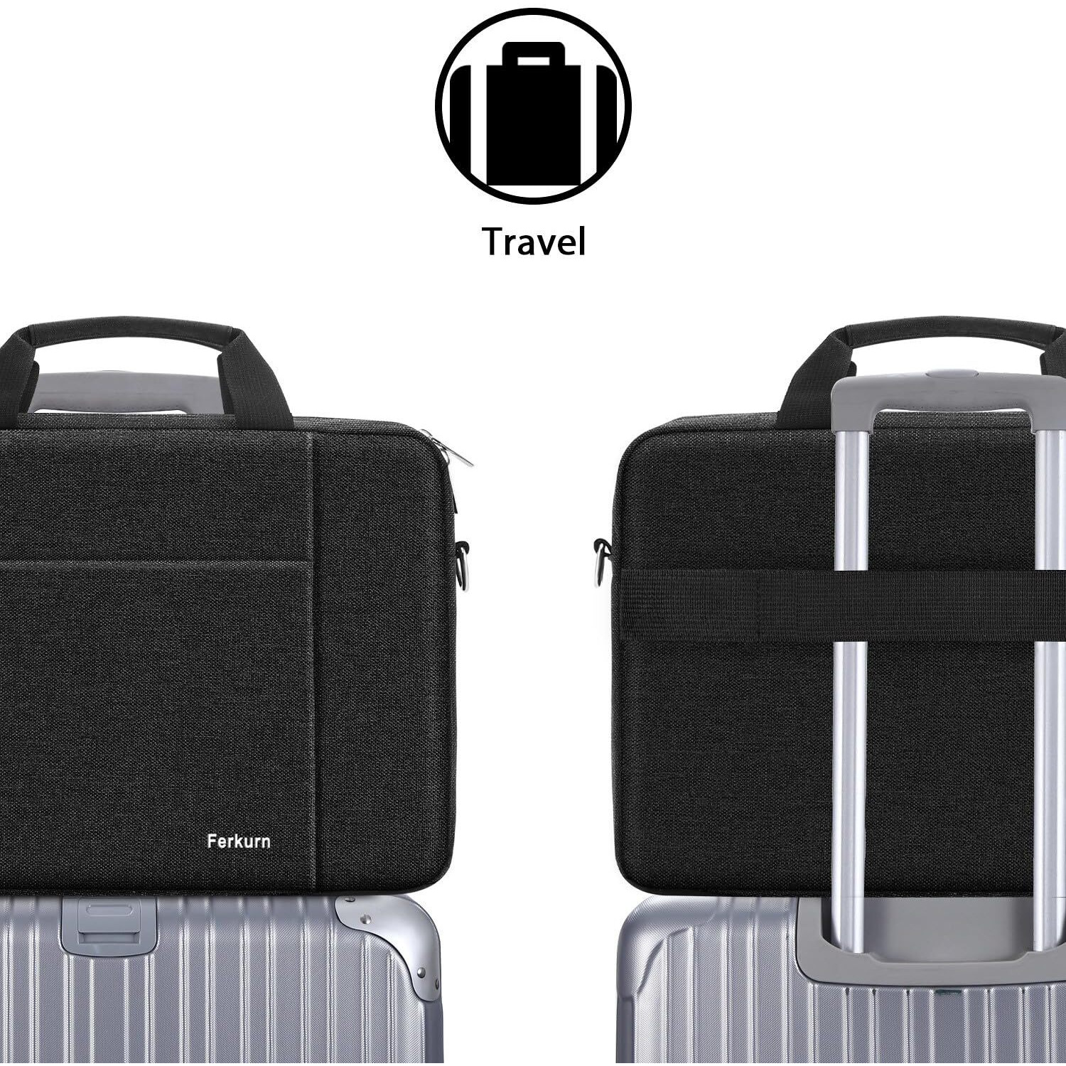 Ferkurn Laptop Bag Women Men Computer Bag For Hp Envy Pavilion Omen/Lg Gram/Msi/Dell Inspiron Xps/Lenovo Thinkpad/Asus/Acer, Shoulder Strap Carrying Briefcase Messenger Bag Case, Black, 14 Inch