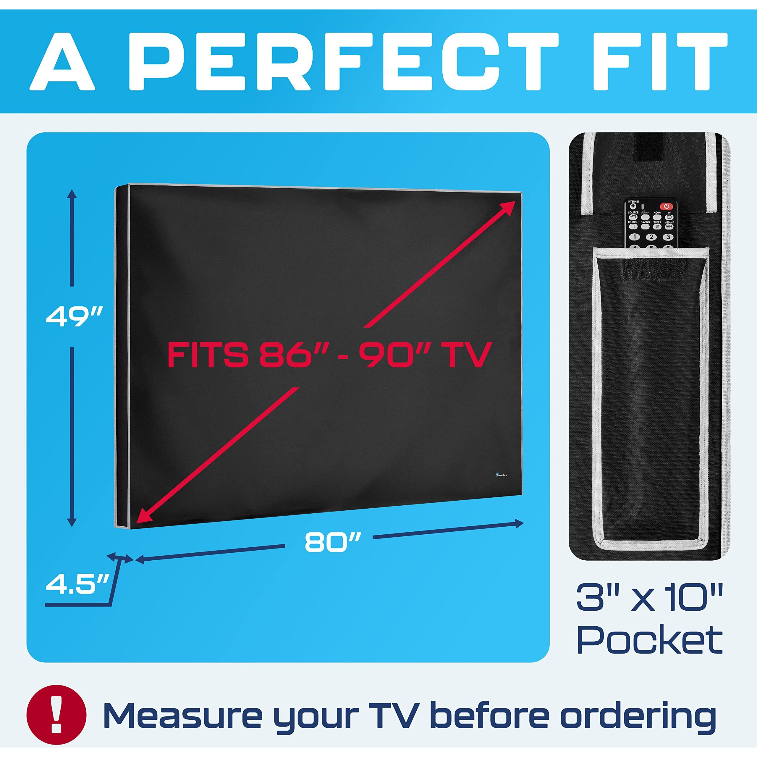 Outdoor Tv Cover 86-90 Inch | Waterproof And Weatherproof Tv Covers | Outdoor Tv Enclosure | Smart Shield Tv Screen Protector For Outside Tv | Cover For Moving | Tv Display Protectors - Black