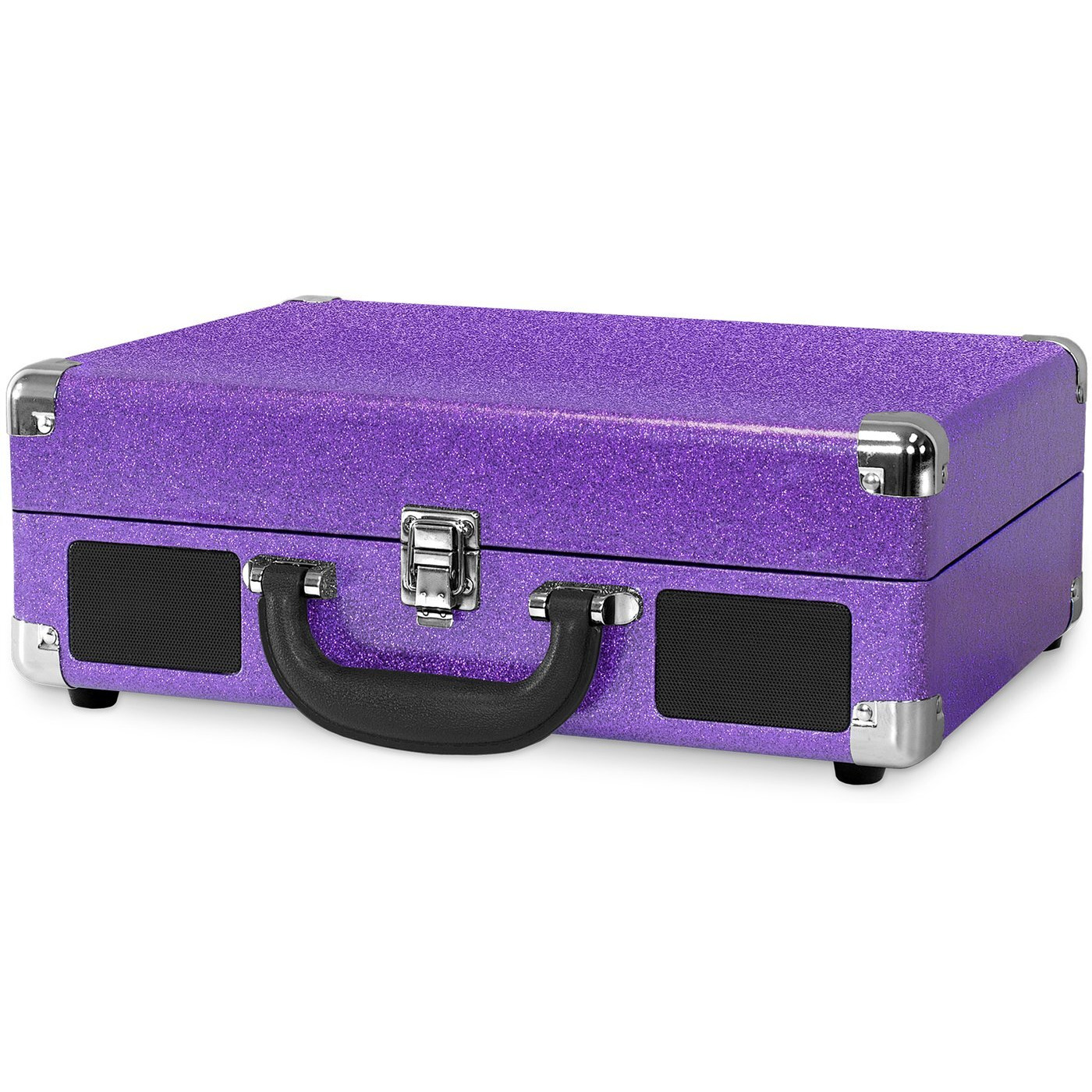 Victrola Vintage 3-Speed Bluetooth Portable Suitcase Record Player With Built-In Speakers | Upgraded Turntable Audio Sound|Purple Glitter, Model Number Vsc-550Bt-Gpr