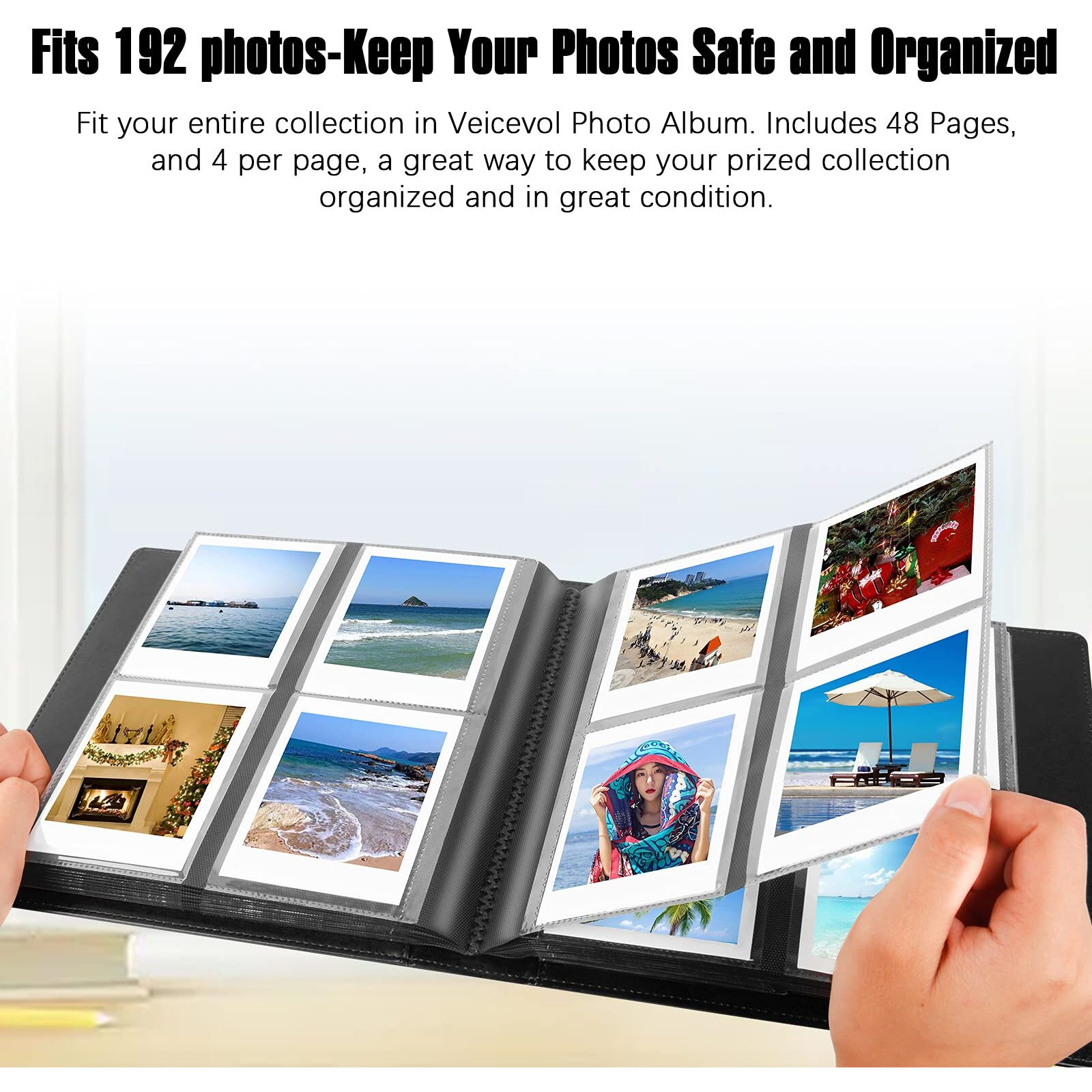 192 Pockets Photo Album For Fujifilm Instax Wide 300 Camera, Polaroid 600 I-Type Film Album, Extra Large Picture Albums For Polaroid Now Onestep2 Onestep+ Instant Camera, Pop Lab Print Camera (Black)