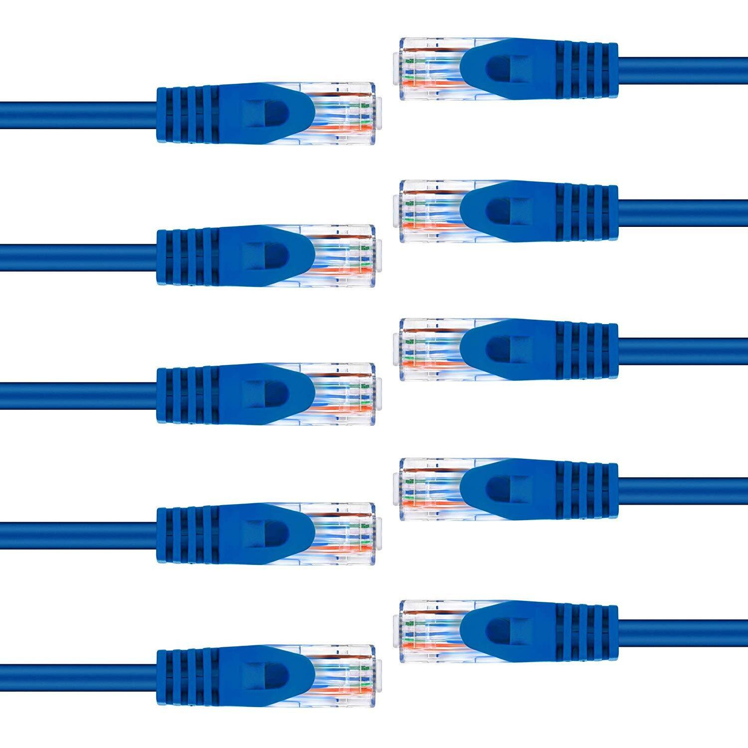 Gearit 10-Pack Cat6 Patch Cable 0.5 Foot / 6 Inches Cat 6 Ethernet Cable Snagless Flexible Soft Tab - Preimum Series - Blue
