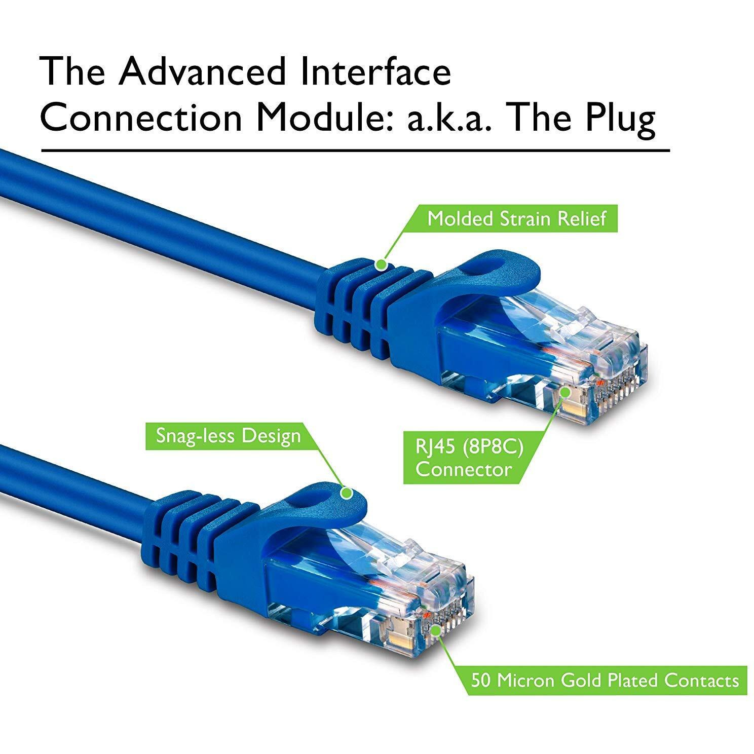 Gearit 10-Pack Cat6 Patch Cable 0.5 Foot / 6 Inches Cat 6 Ethernet Cable Snagless Flexible Soft Tab - Preimum Series - Blue
