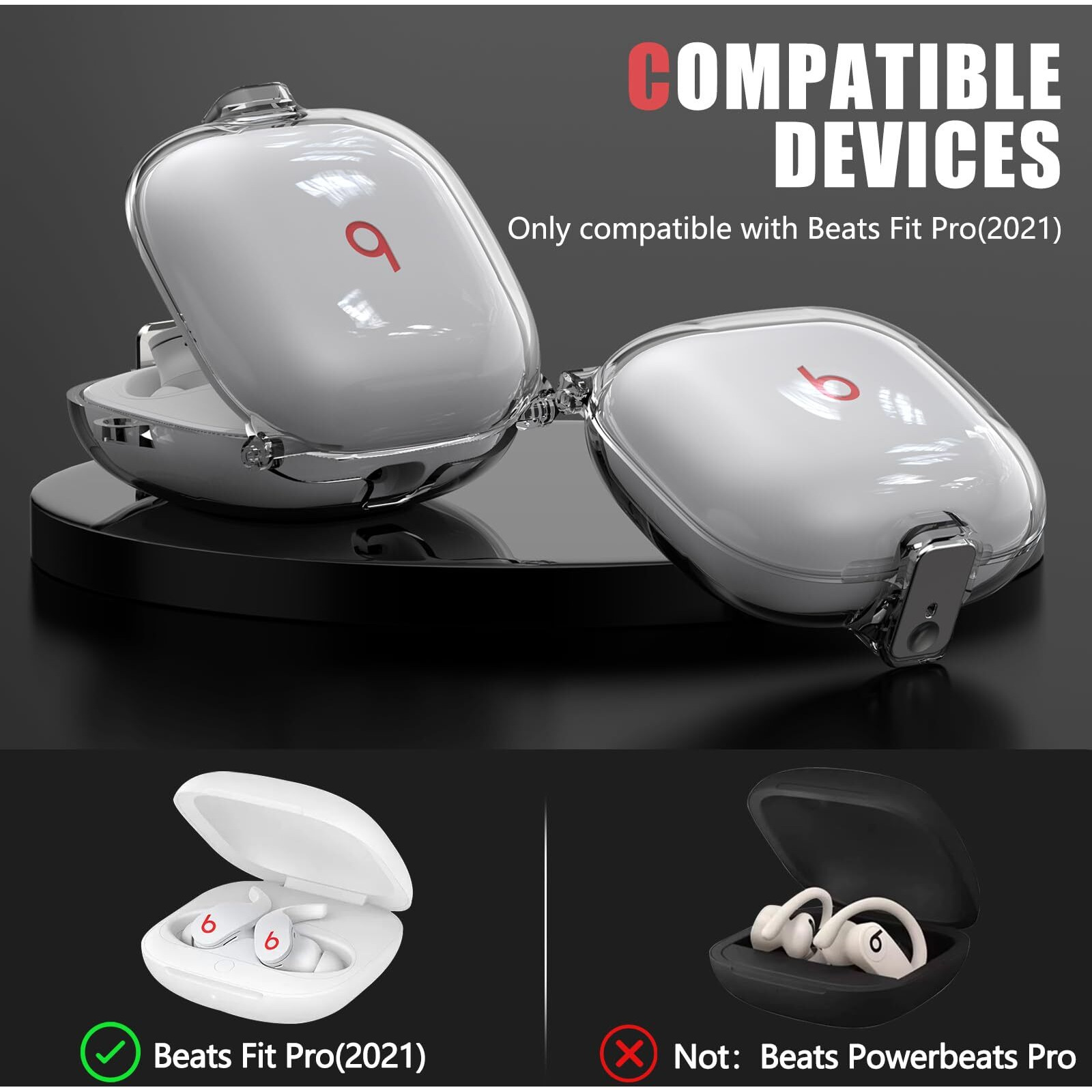 Inesore With Lock Clear Case For Beats Fit Pro Case Cover, Multifunctional Cleaner Pen Tool For Beats Fit Pro Earbuds(Clear)