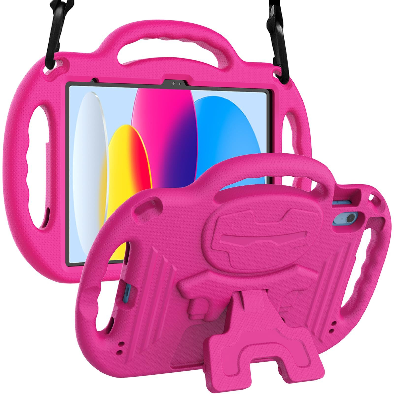 Ltrop Kids Ipad 10.9 Case With Shoulder Strap, Shockproof, Durable, Protective, Vibrant Hot Pink, Perfect For 2022 Ipad 10Th Generation