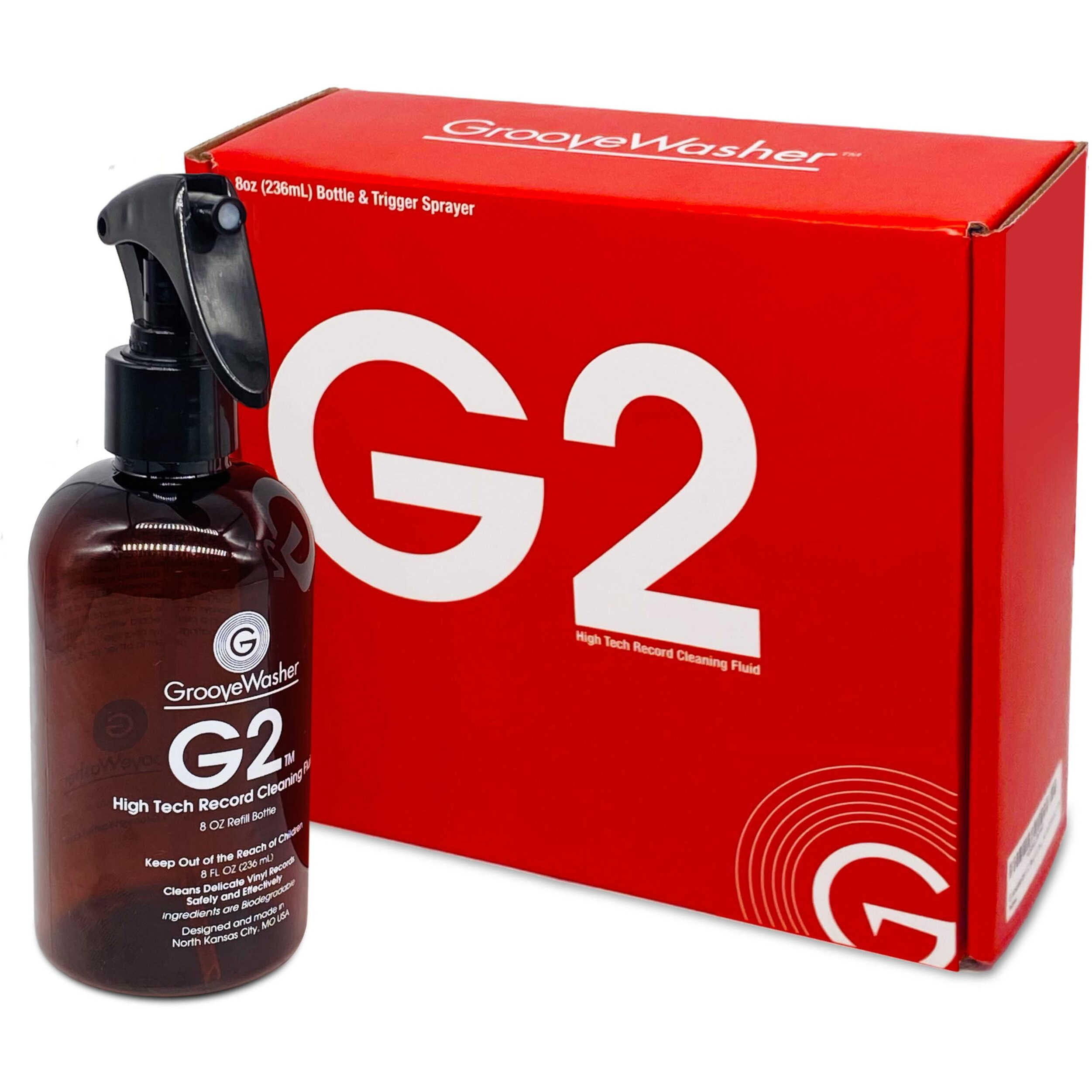 Groovewasher G2 Record Cleaning Fluid Refill Bottle, 8 Fl Oz