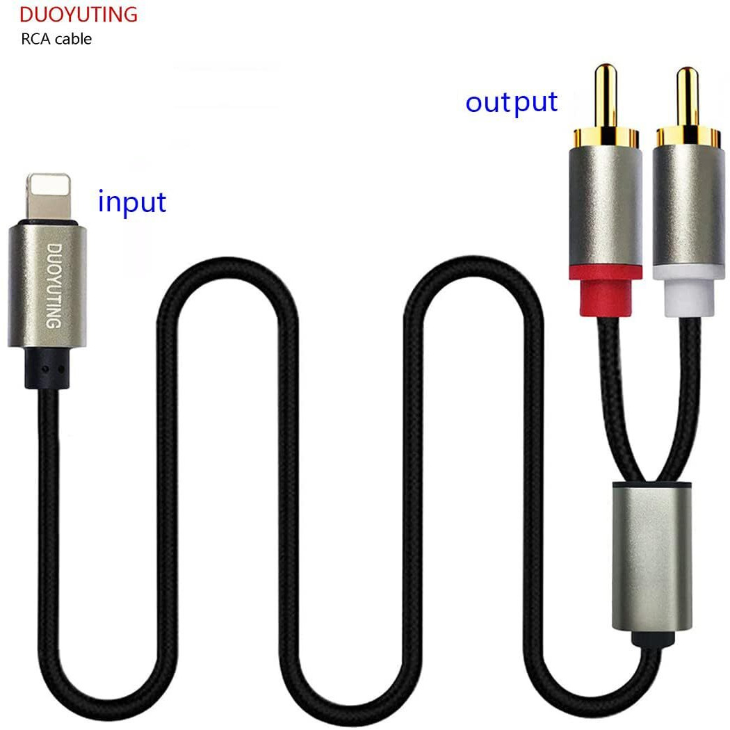 Duoyuting Rca Audio Cable, Ios Phone To 2 Male Rca Stereo Audio Y-Adapter For Iphone/Sound Box/Amplifier/Home Theater Etc. (3.4Ft)