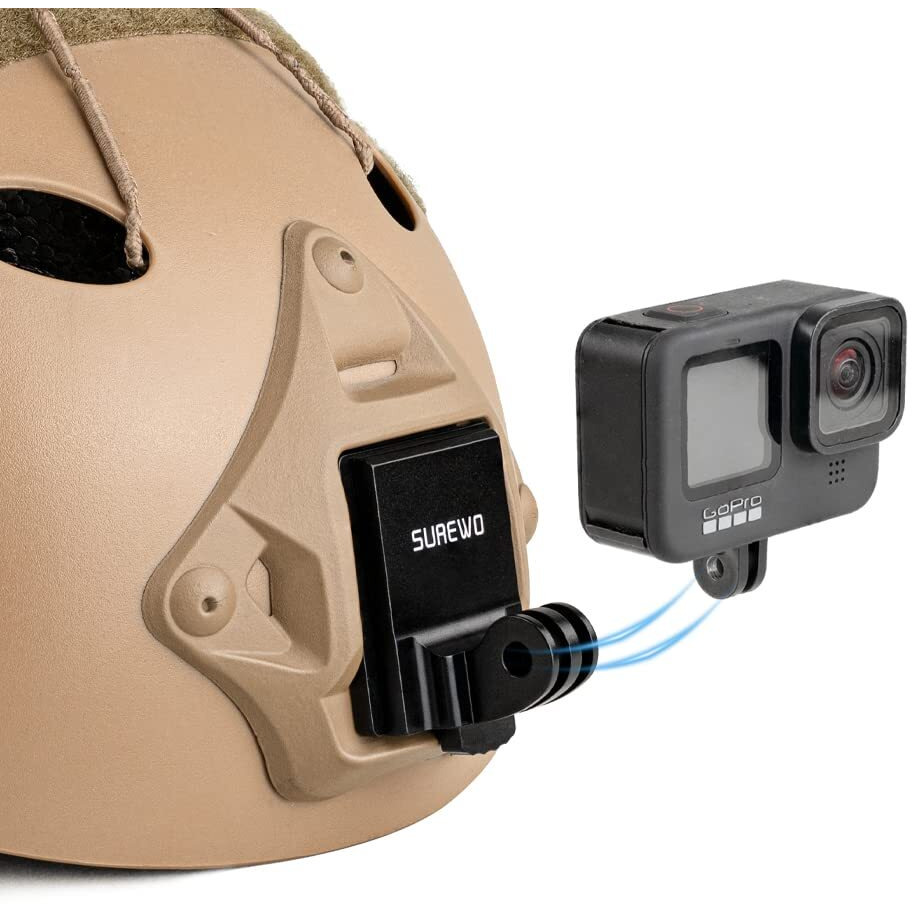 Surewo Aluminum Nvg Mount Compatible With Gopro Hero 12/11/10/9/8/7/6/5 Black, Tactical Helmet Nvg Mount Compatible With Dji Osmo Action 3/2,Insta360 One R/Akaso/Crosstour And Most Action Cameras