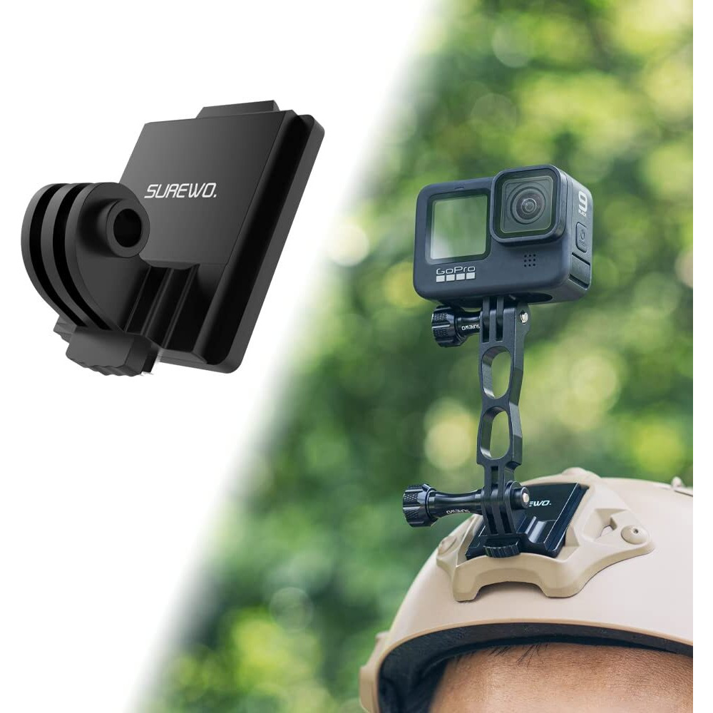 Surewo Aluminum Nvg Mount Compatible With Gopro Hero 12/11/10/9/8/7/6/5 Black, Tactical Helmet Nvg Mount Compatible With Dji Osmo Action 3/2,Insta360 One R/Akaso/Crosstour And Most Action Cameras