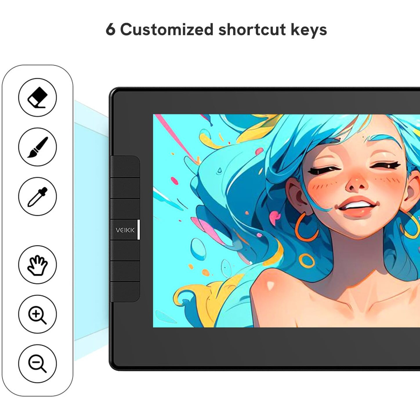 Drawing Tablet With Screen Veikk Vk1200 11.6 Inch Full-Laminated Drawing Monitor With 6 Shortcut Keys And 8192 Levels Battery Free Stylus Pen, For Pc/Mac/Linux/Windows(120% Srgb)