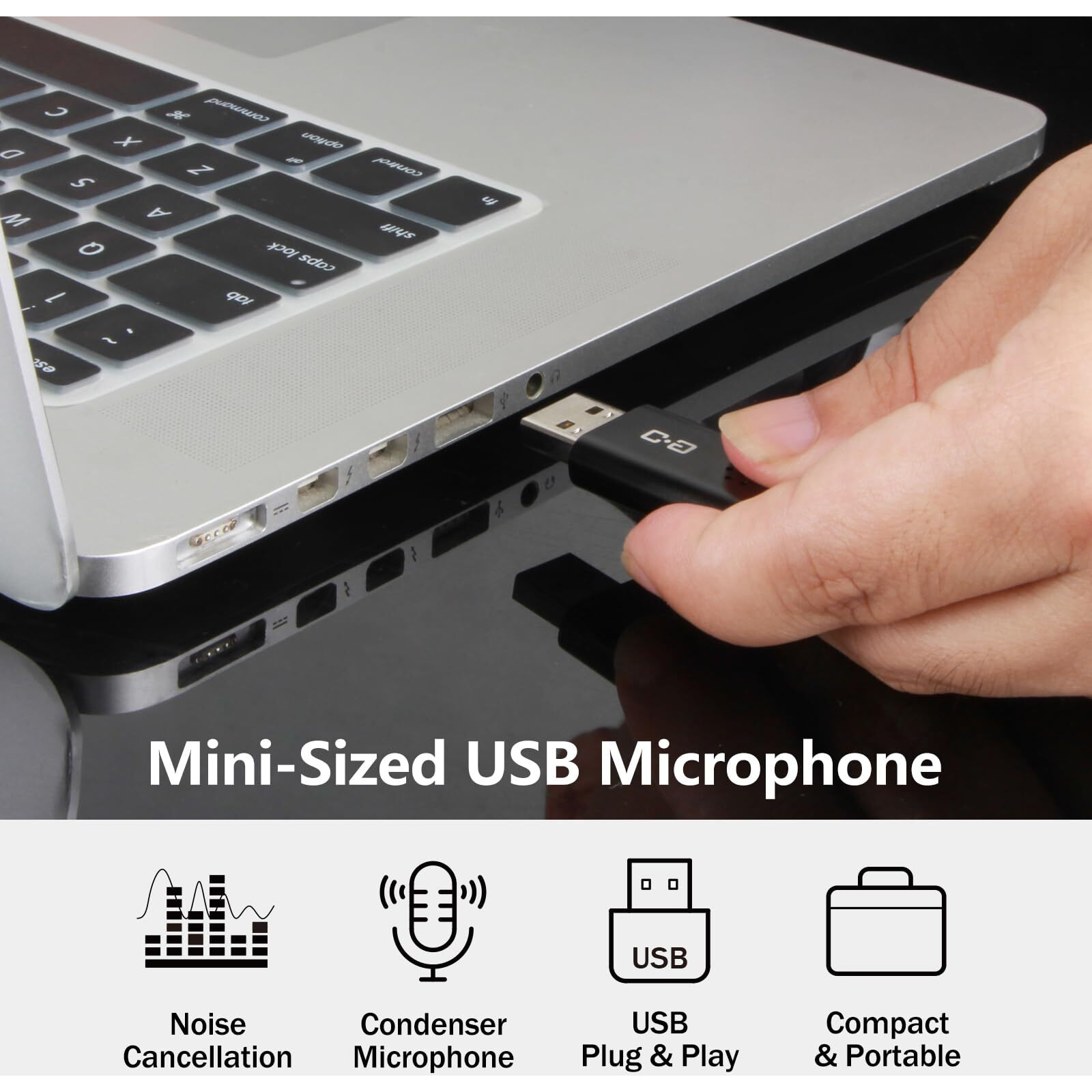 Dungzduz Usb Microphone For Laptop And Desktop Computer, High Sensitivity For Clear Call, Plug-And-Play, High Gain, Cordless Mini-Sized Portable, Ideal For Work & Study