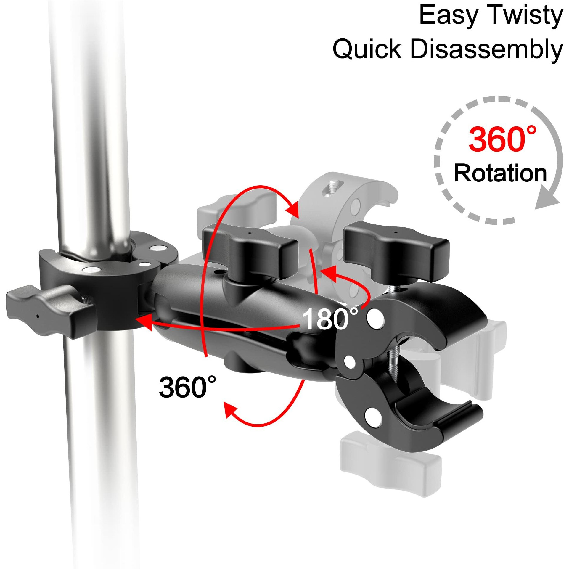 Taisioner Double Mount Clamp Bracket Monitor Magic Socket Arm For Desk Photo Studio Light Stand, Photography Reflector, Flag Holder Mount, Cross Bars, Umbrella, Pole Stick Shoot Accessories Tools