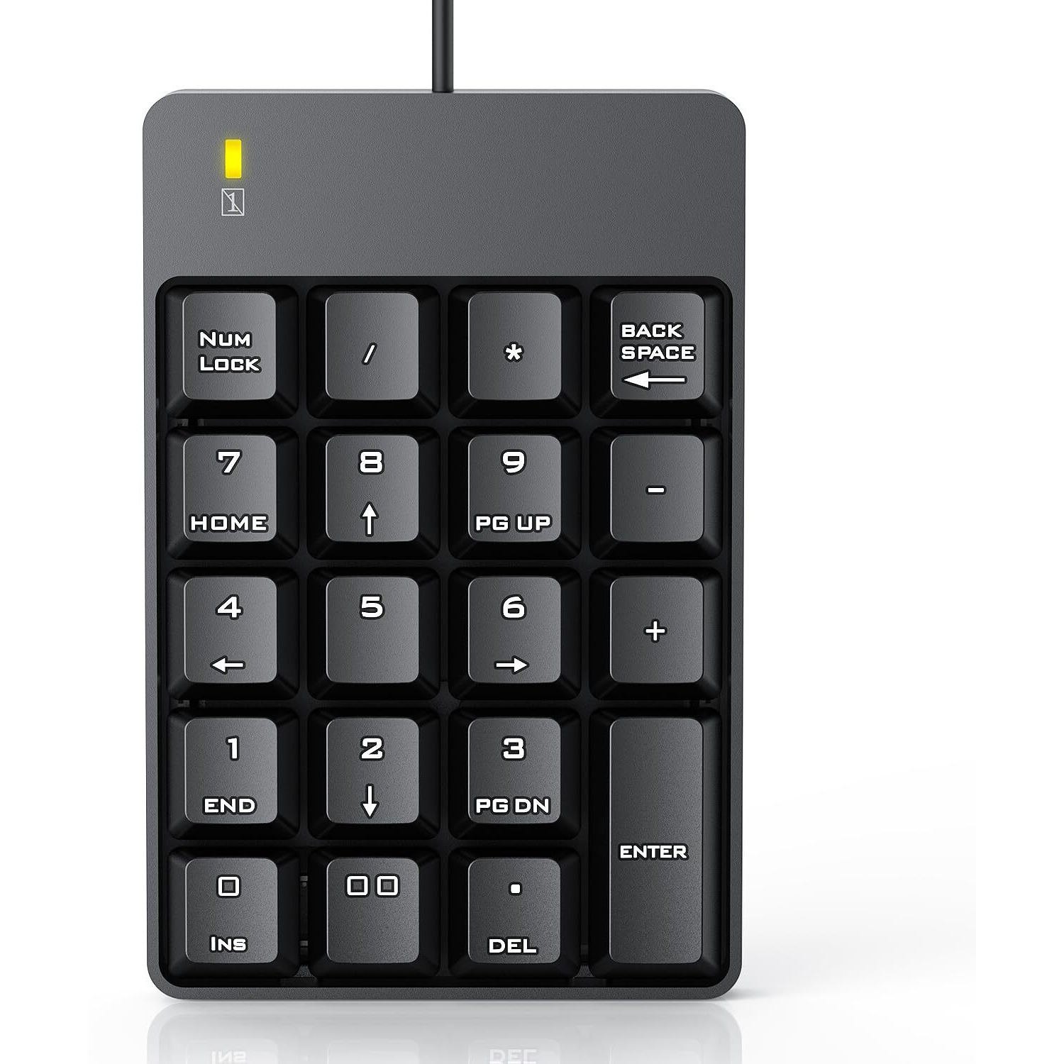 Wired Number Pad, Usb Numeric Keypad 19 Key Number Keypad Keyboard For Laptop Pc Computer Notebook, Big Print Letters - Black