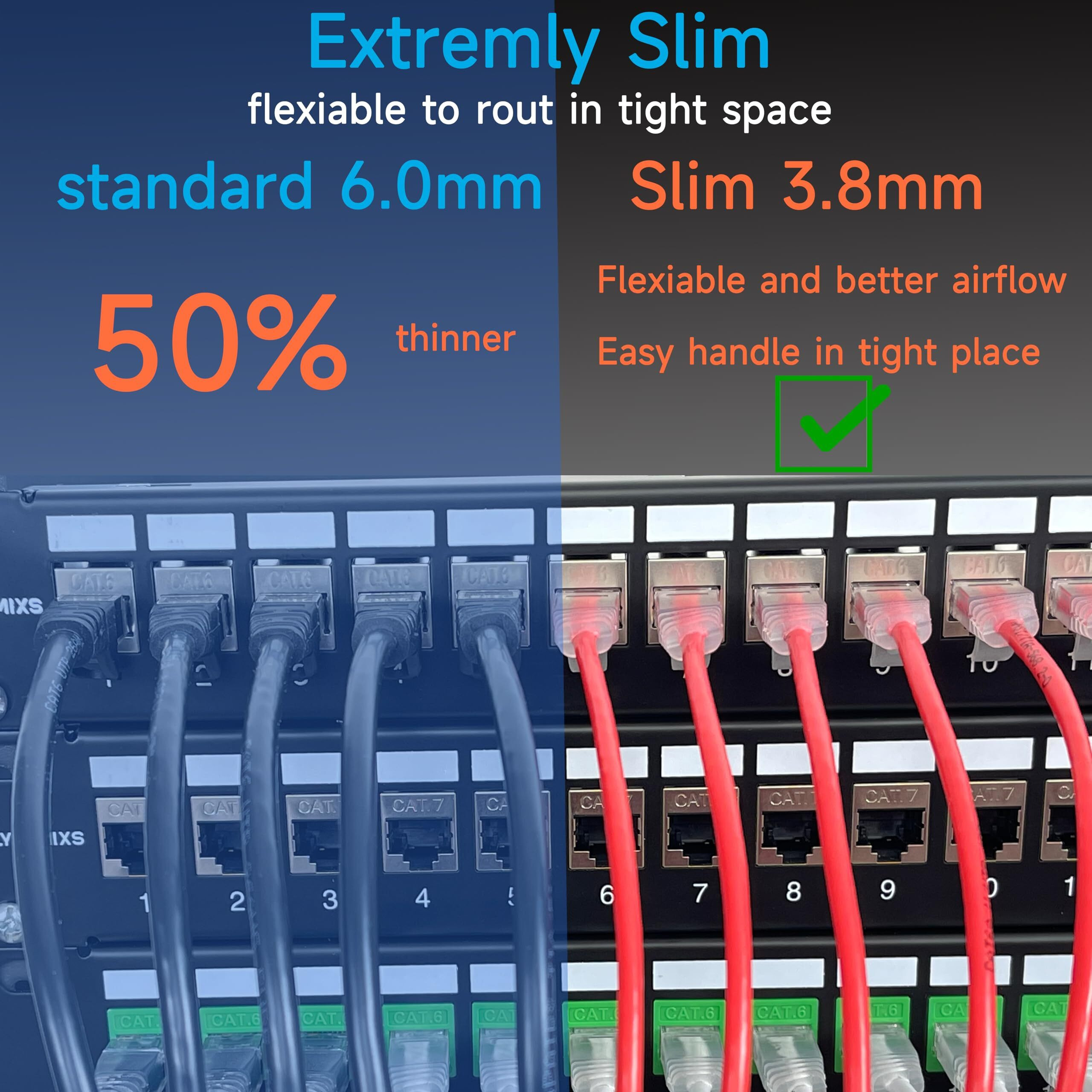 Lysymixs Cat6A Slim Ethernet Patch Cable 1 Ft (24 Pack), Cat6A Patch Cable For Data Centers, Cat 6 Patch Cable 10G, Network Patch Cables For Home And Enterprise Network -Black