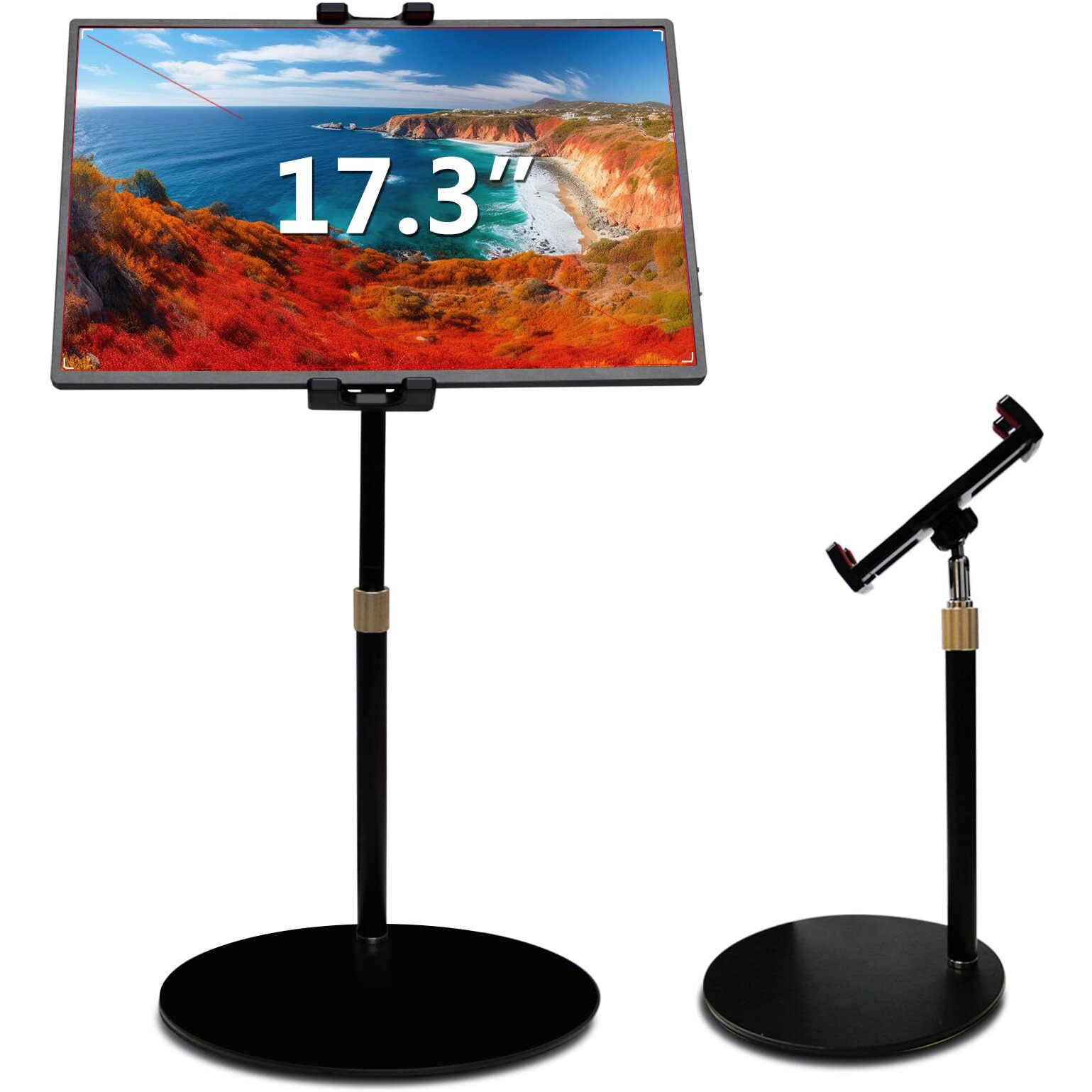 Bimo Tablet Stand Holder For Ipad,Portable Monitor Stand Holder For 15.6'',17.3'',Adjustable Height And Heavy Base,Compatible With 4.7-17.3 Tablet,Smartphpne,Display