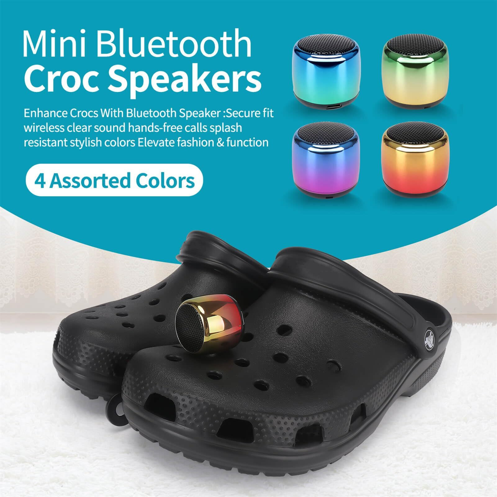 Uueenn Croc Speaker, Mini Speaker For Croc, Halloween Mini Speaker, Bluetooth Croc Charm, Red-Yellow Fade