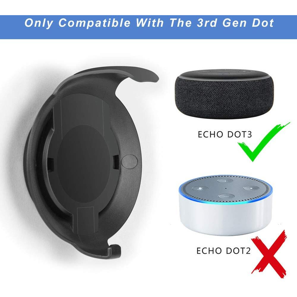 Wall Mount Holder For 3Rd Generation, Space-Saving Accessories Built-In Cable Management For Dot(3Rd Gen) Smart Speakers, With Sticking Tape And Drill Nail(Black, 1Pack)