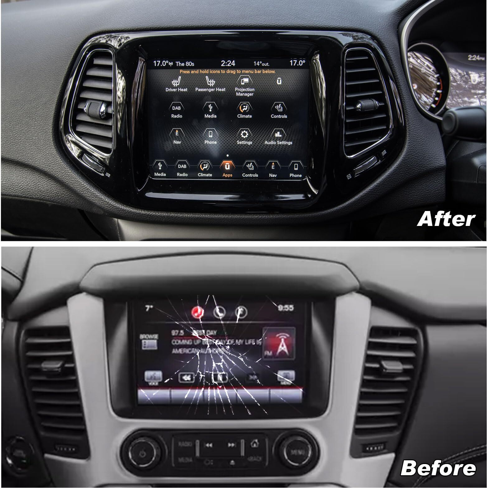 7" Uconnect Touch Screen Digitizer Lcd Monitor Radio Navigation Compatible With Jeep Compass 2017 2018 2019 2020 Radio Navigation Replace  Tdo-Wxga0700K00033-V2 Tdo-Wxga0700K00057-V1