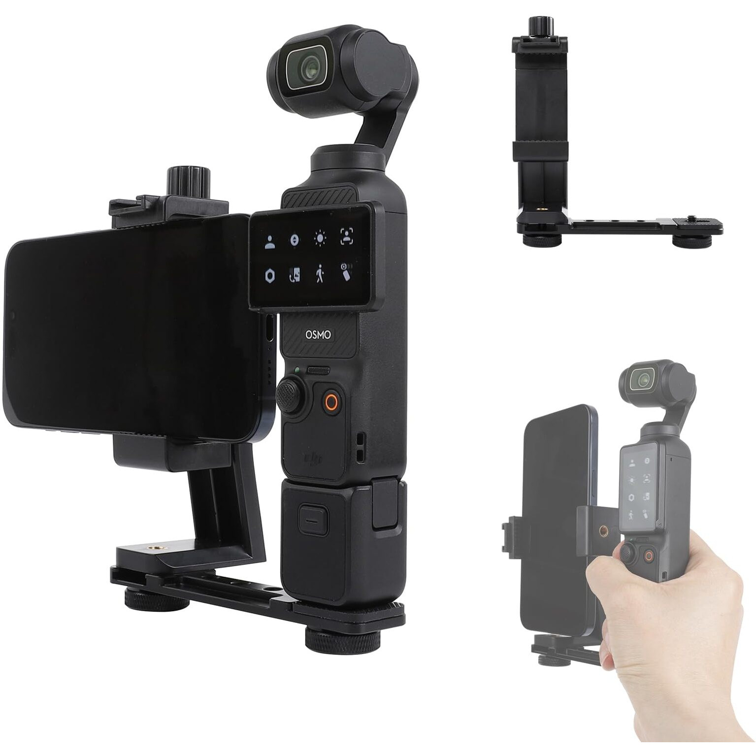 Phone Holder For Dji Osmo Pocket 3, Cell Phone Mount Expansion Accessories With 1/4" Thread Hole Used With Tripod And Extension Rod